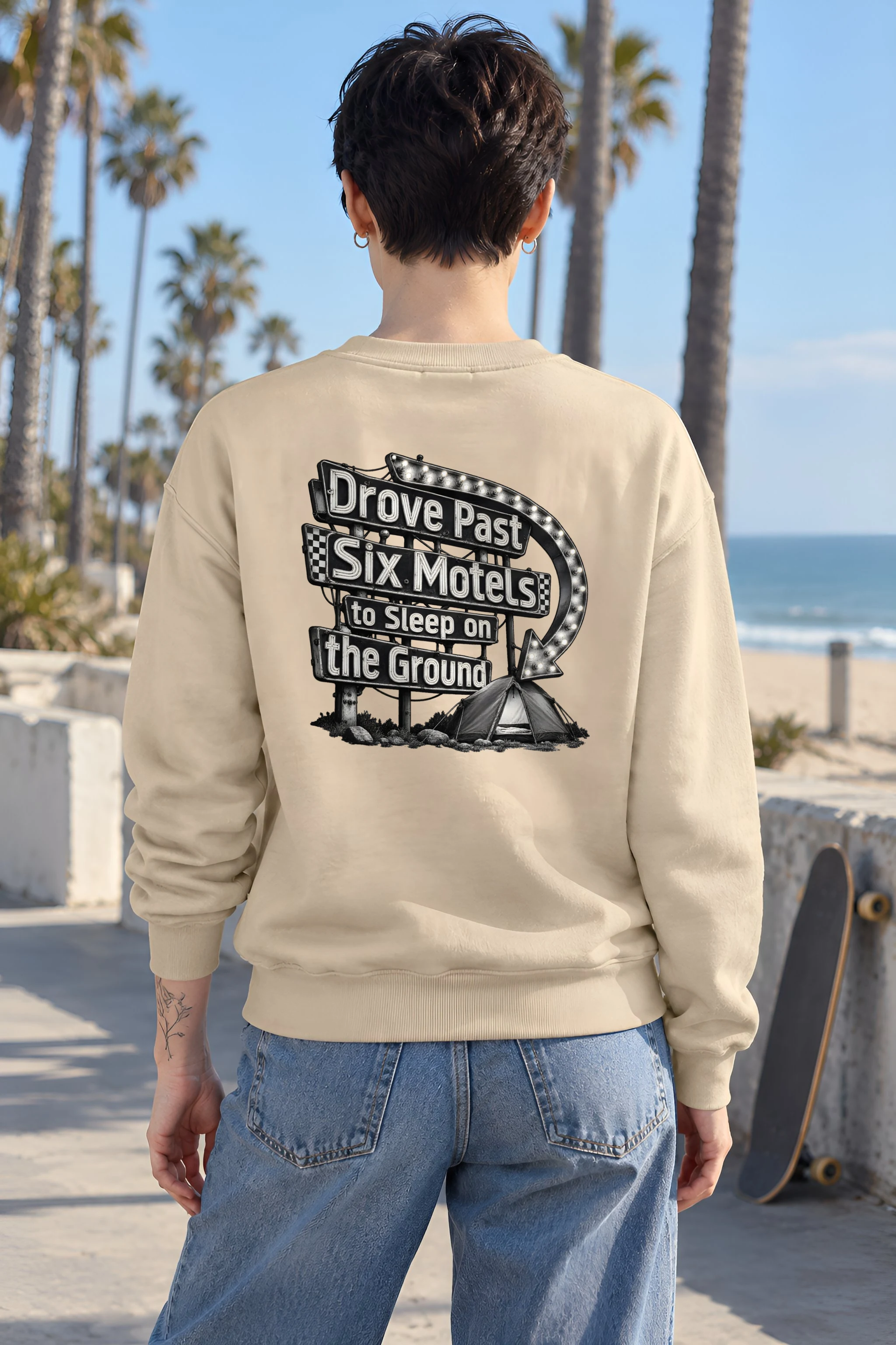 "Drove Past Six Motels" Heavy Blend Unisex Crewneck Sweatshirt