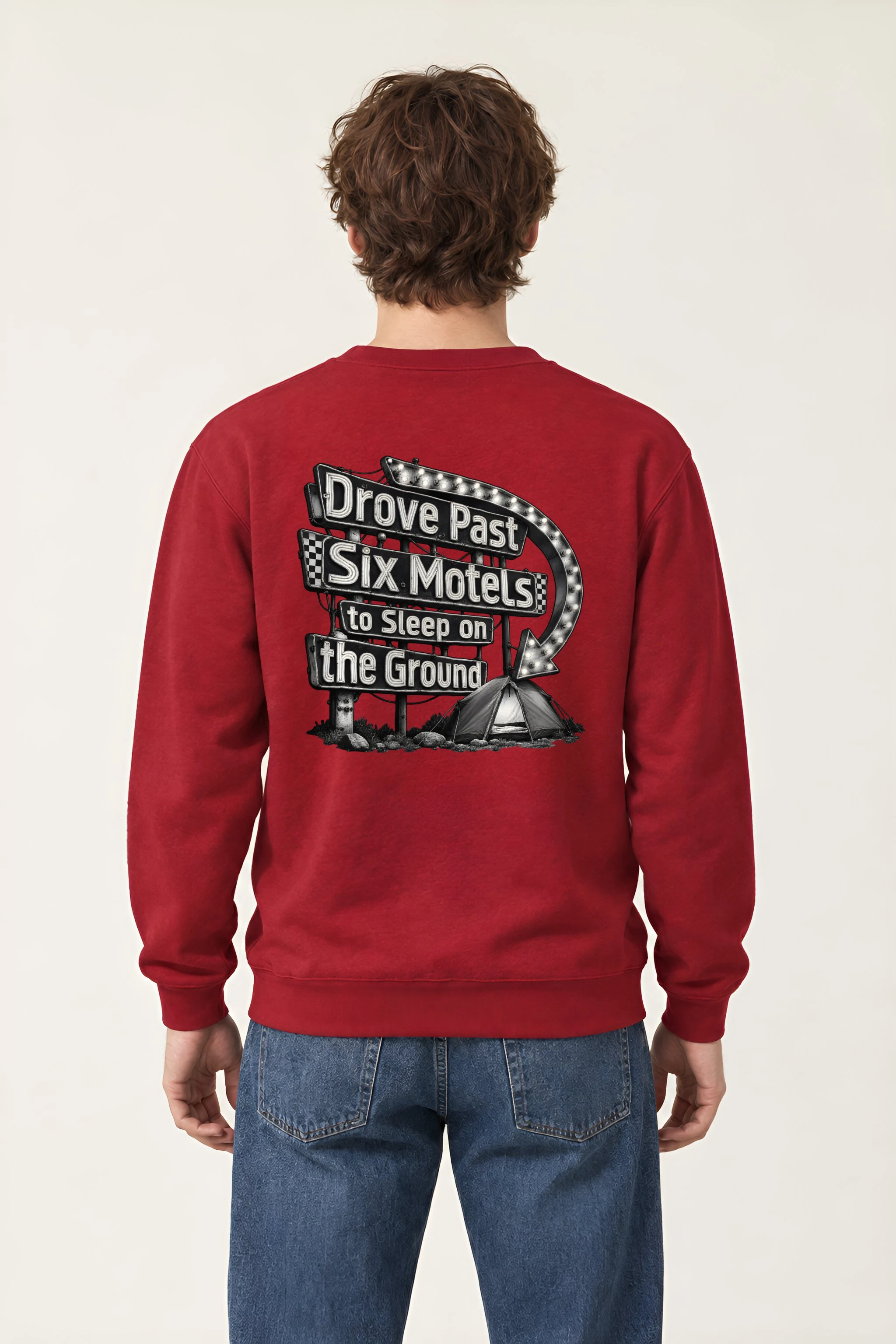 "Drove Past Six Motels" Heavy Blend Unisex Crewneck Sweatshirt
