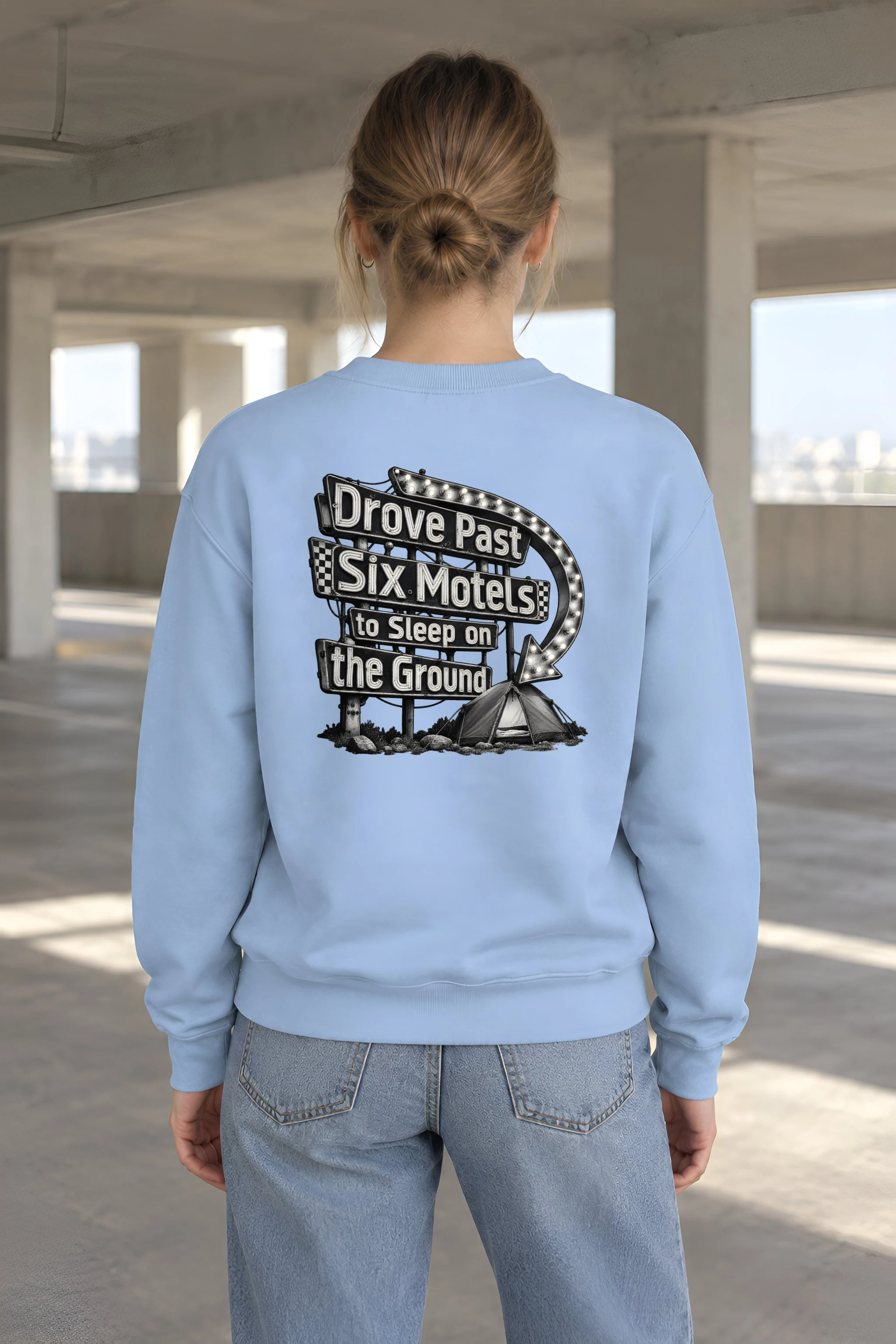 "Drove Past Six Motels" Heavy Blend Unisex Crewneck Sweatshirt