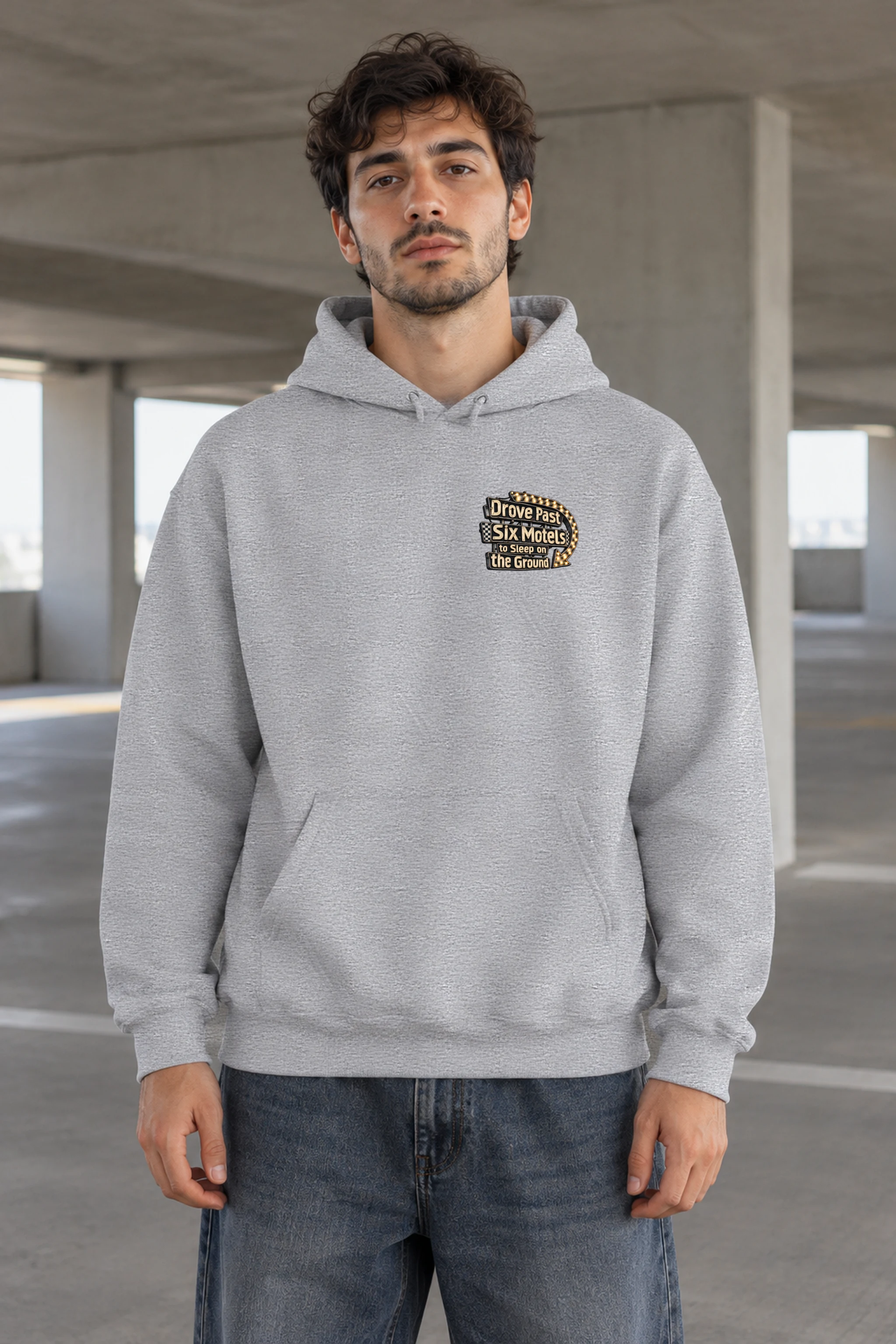 "Drove Past Six Motels" Heavy Blend Unisex Pullover Hoodie