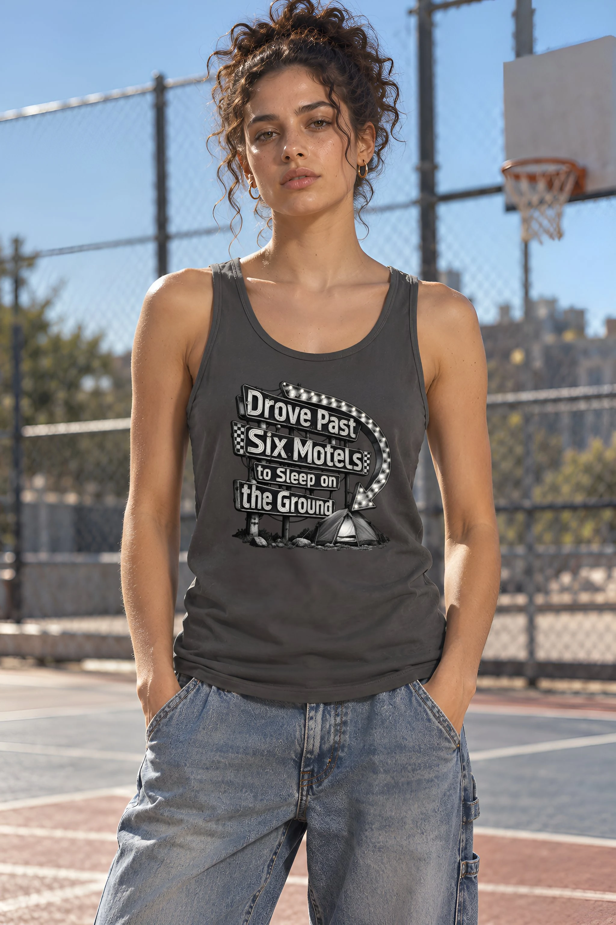 "Drove Past Six Motels" Unisex Jersey Tank