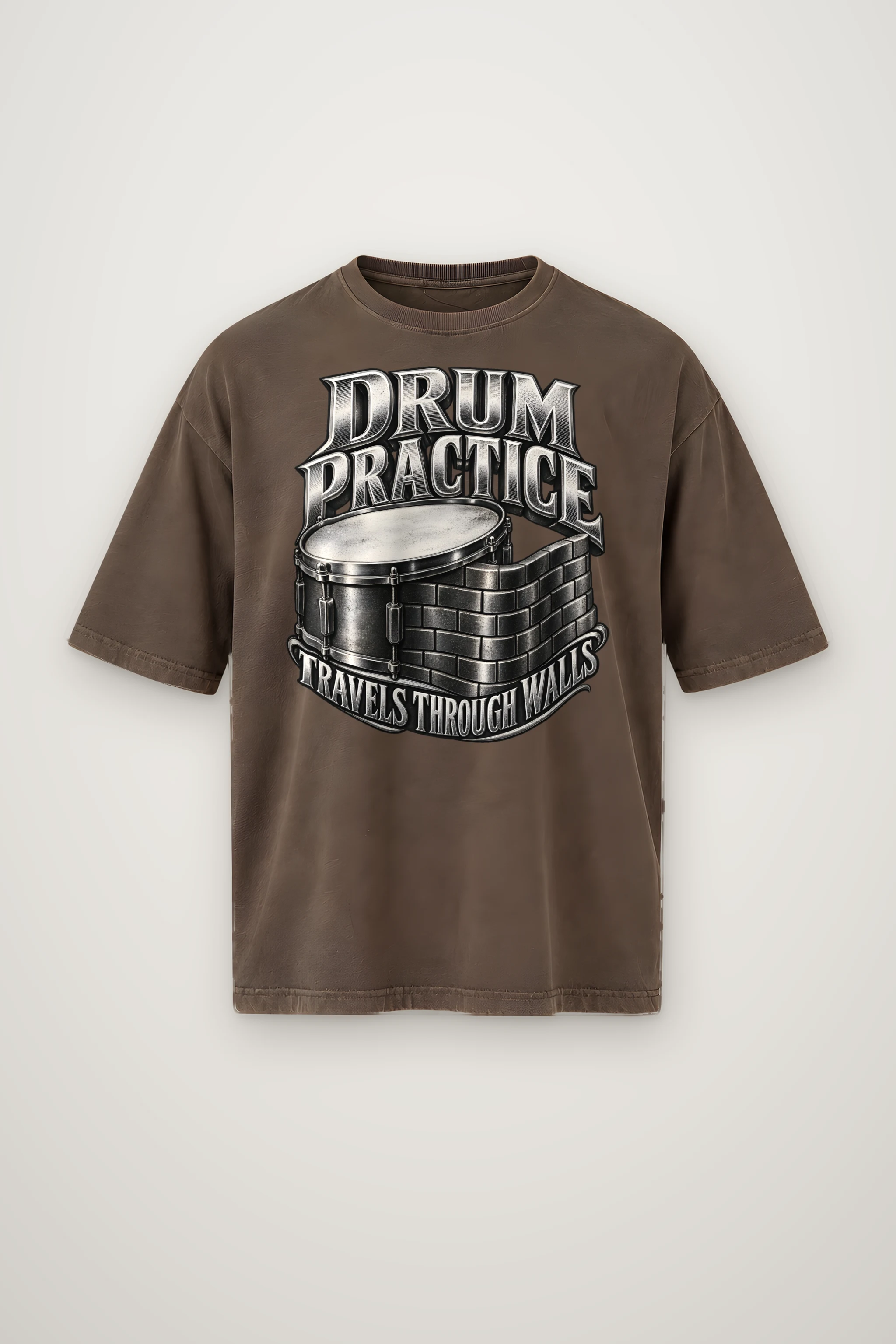 "Drum Practice Travels Through Walls" Men's Oversized Heavyweight Crewneck T-Shirt