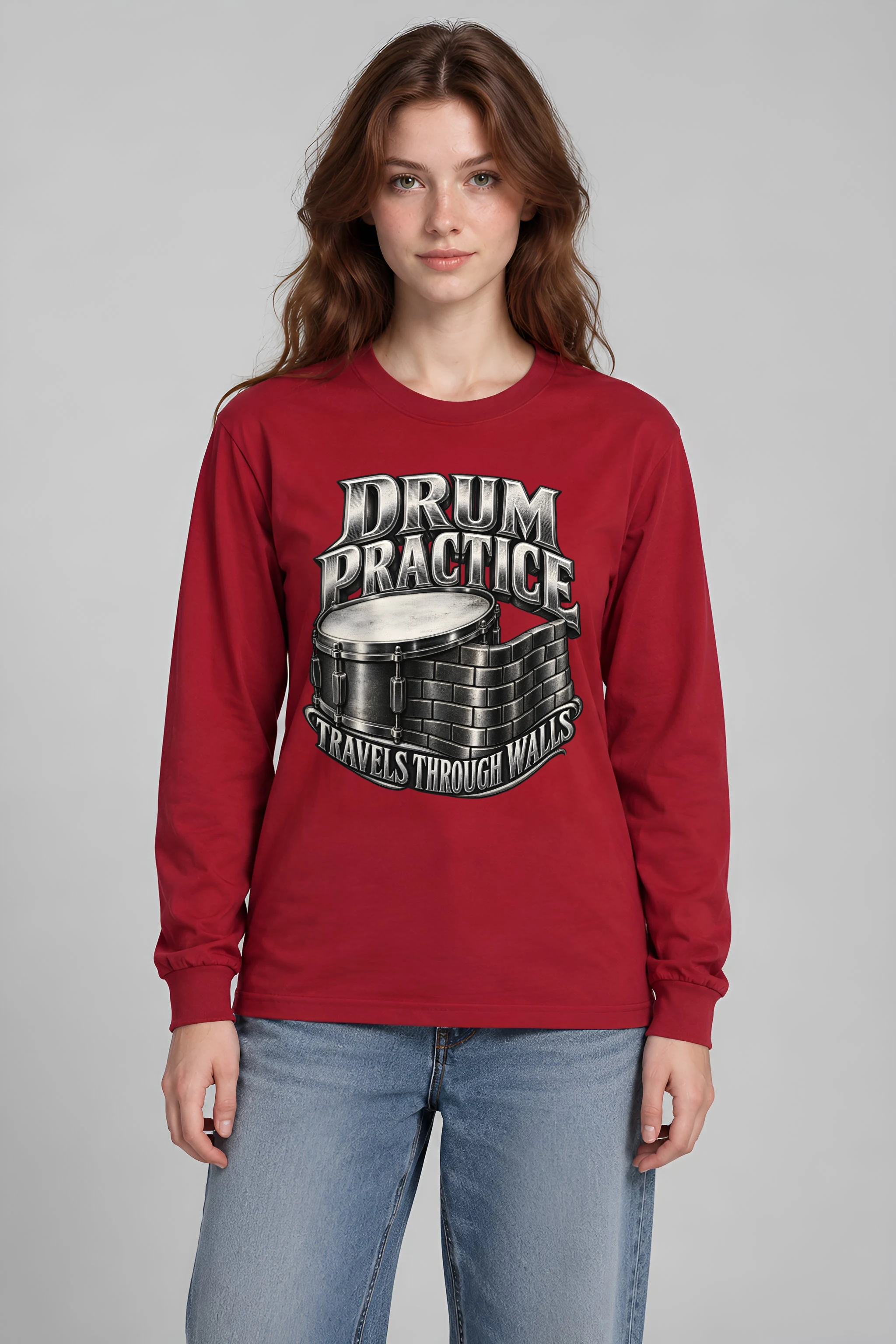 "Drum Practice Travels Through Walls" Unisex Longsleeve T-shirt