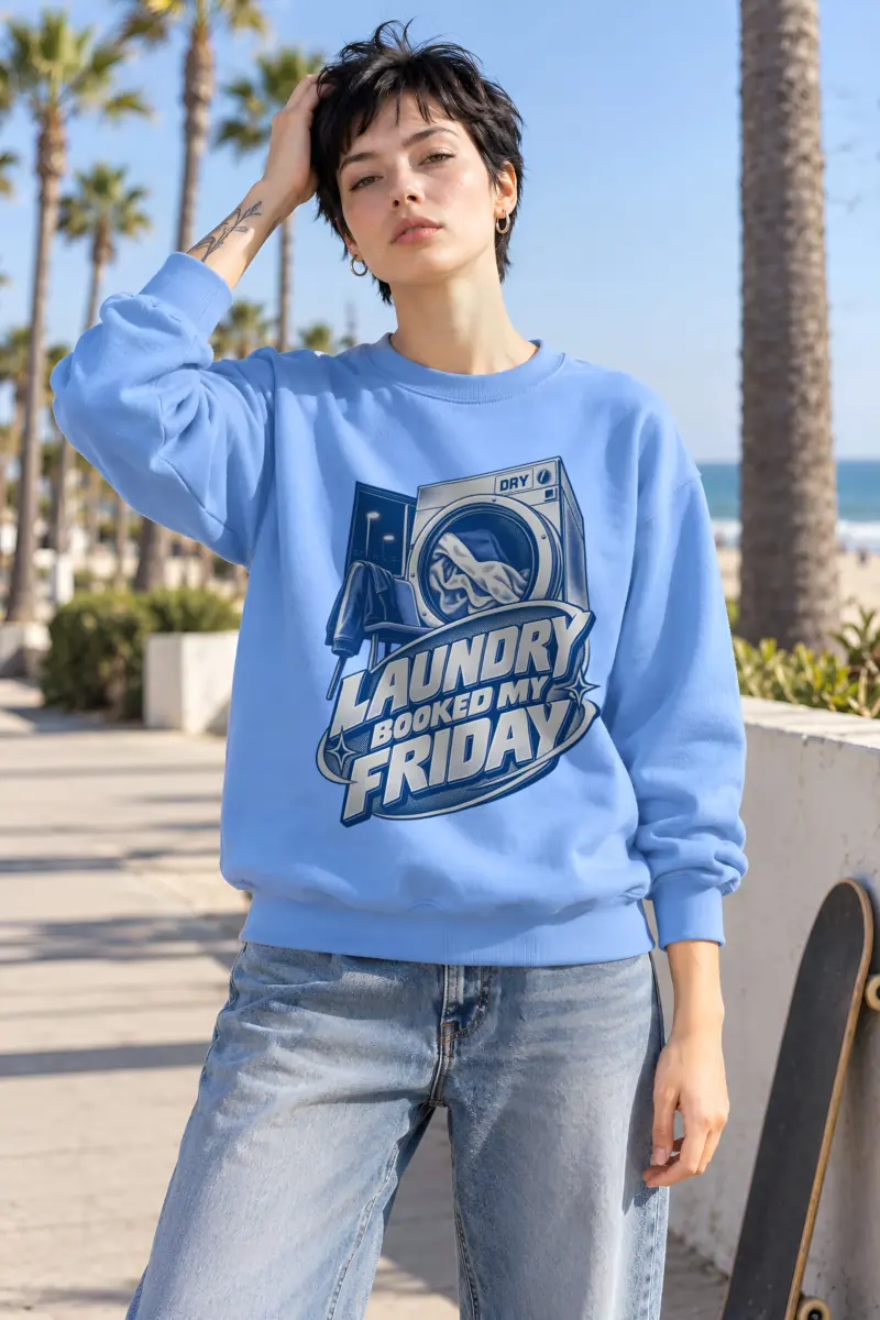 "Dry Laundry Booked My Friday" Heavy Blend Unisex Crewneck Sweatshirt