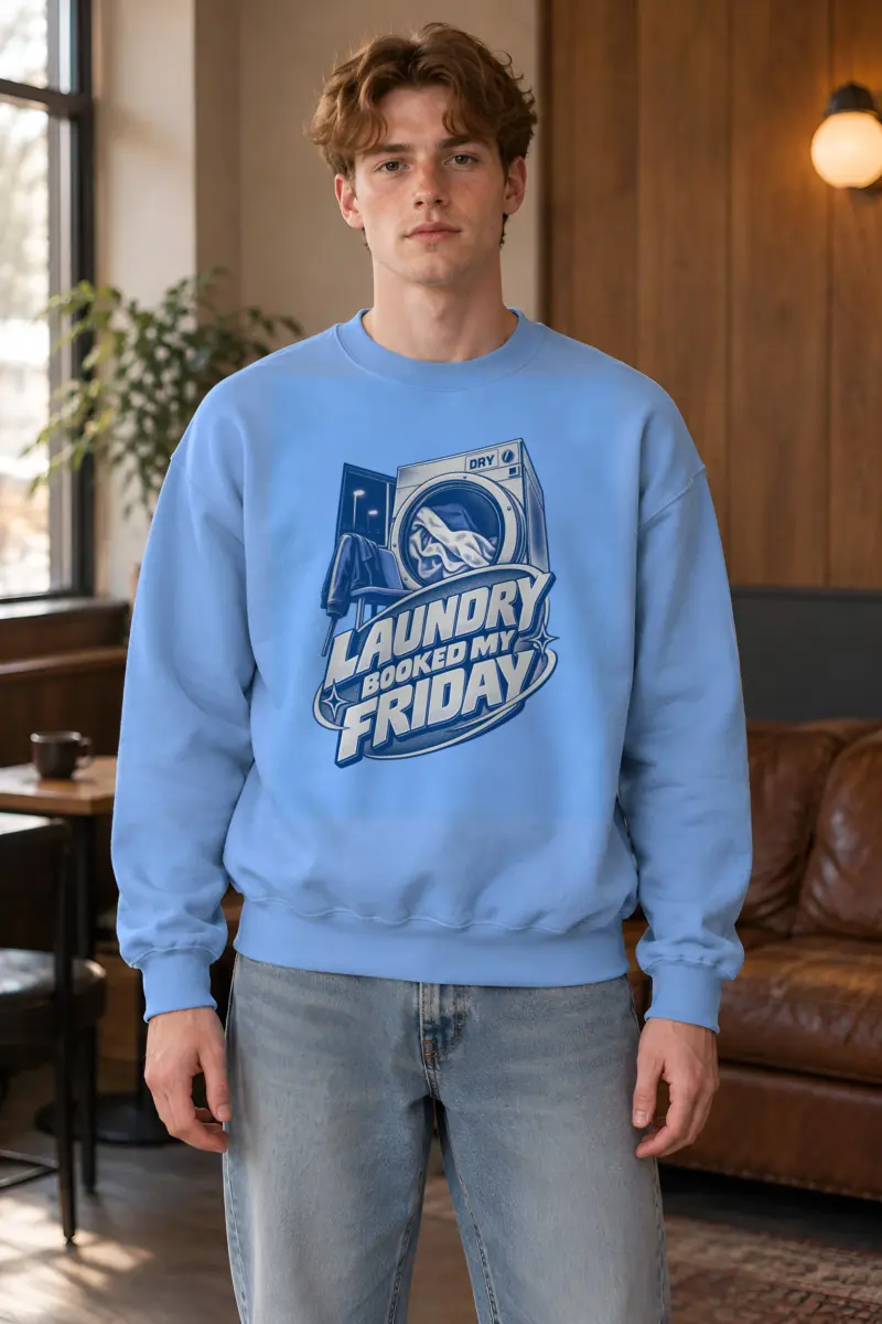 "Dry Laundry Booked My Friday" Heavy Blend Unisex Crewneck Sweatshirt
