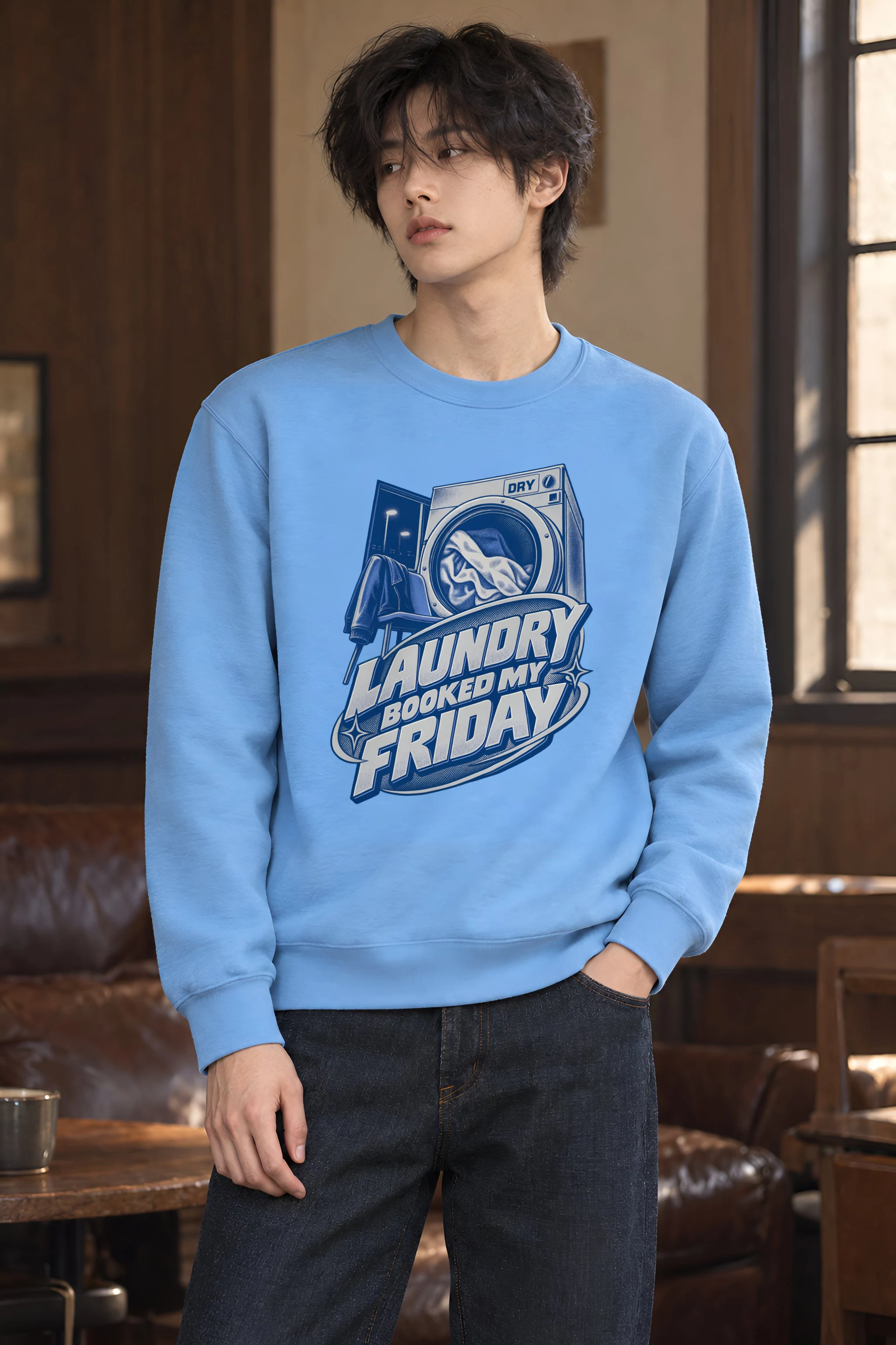 "Dry Laundry Booked My Friday" Heavy Blend Unisex Crewneck Sweatshirt