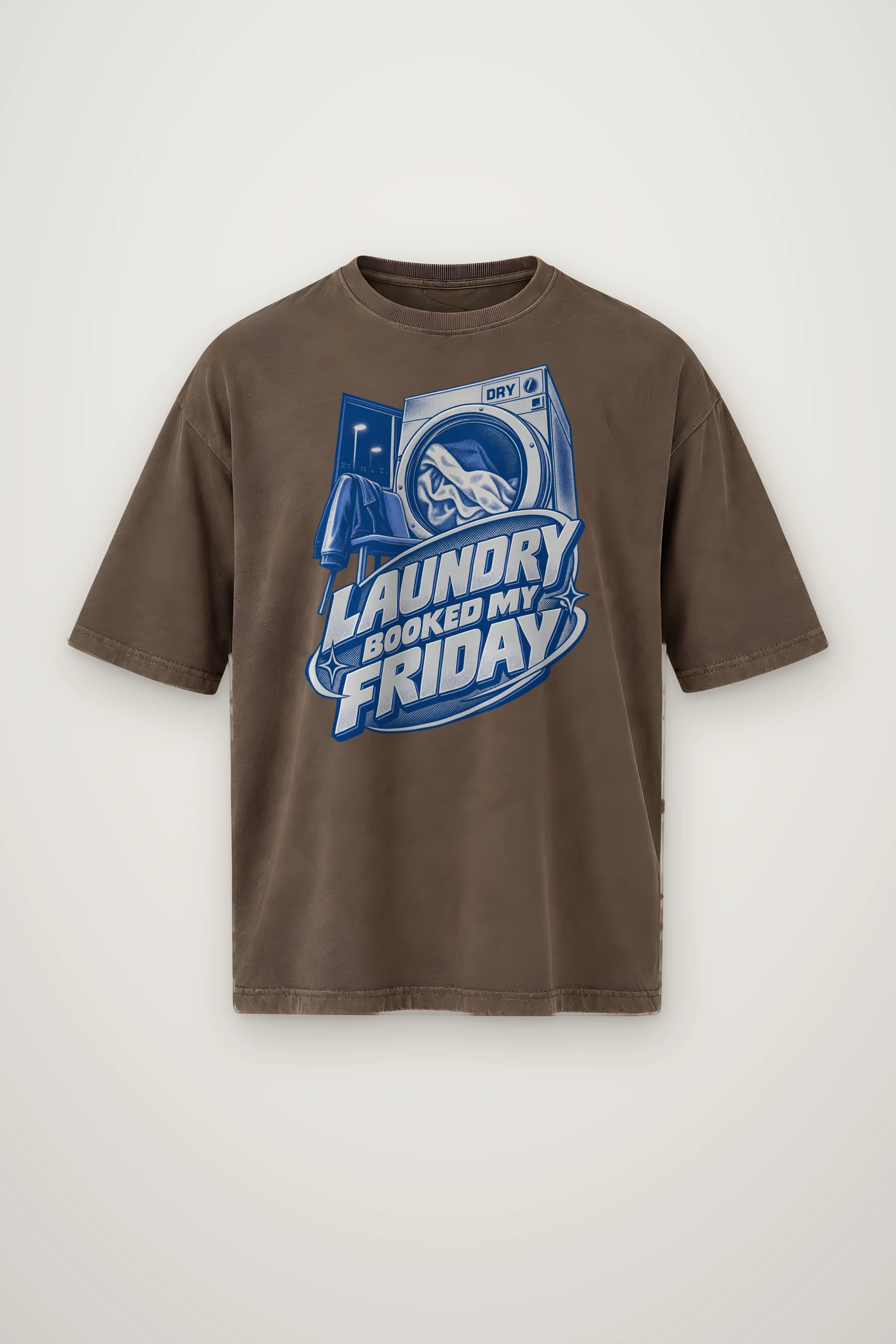 "Dry Laundry Booked My Friday" Men's Oversized Heavyweight Crewneck T-Shirt