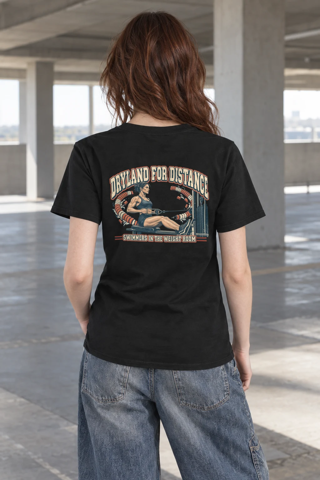 "Dryland for Distance Swimmers" Heavyweight Unisex Crewneck T-shirt