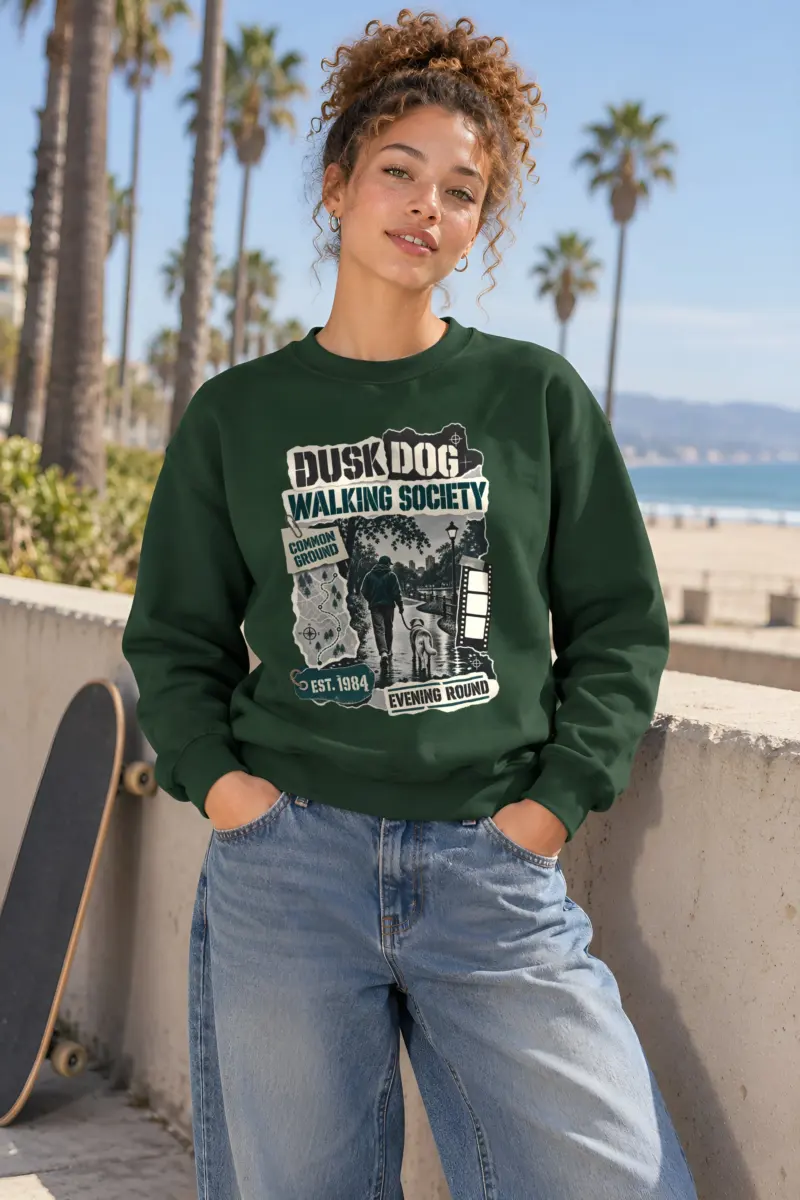 "Dusk Dog Walking Society" Heavy Blend Unisex Crewneck Sweatshirt