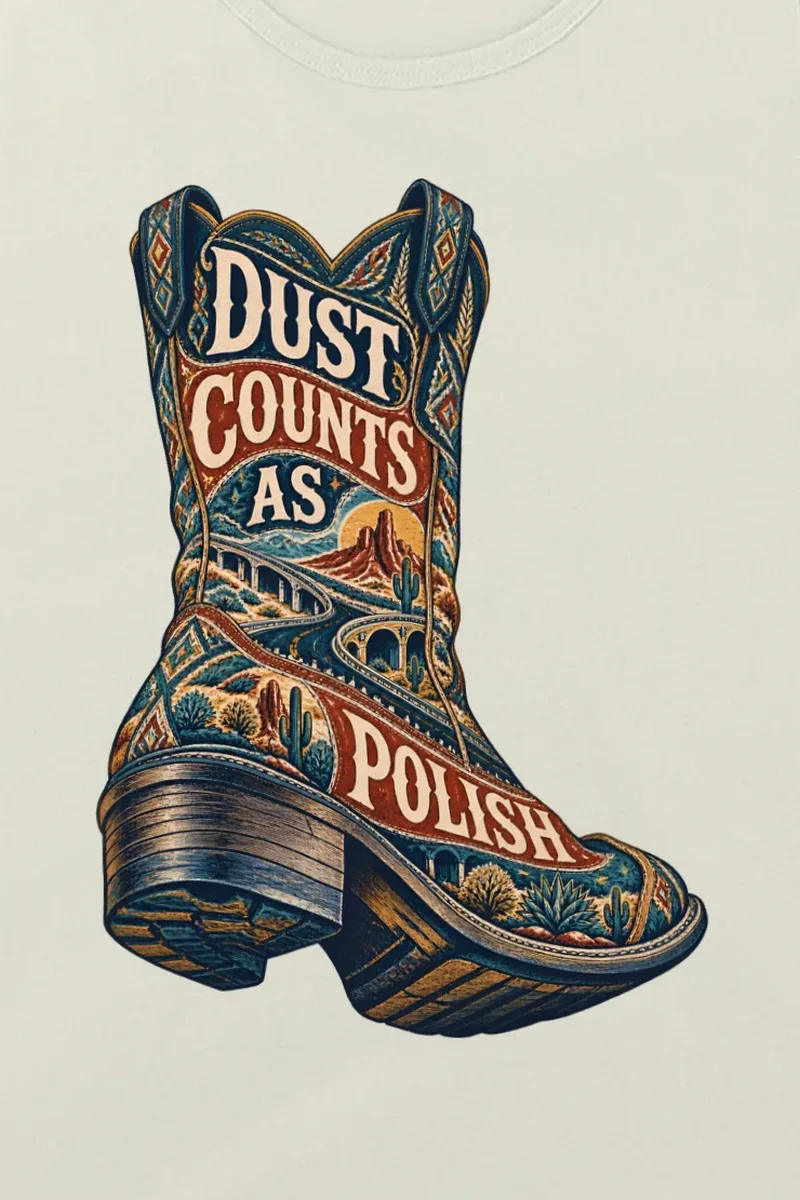 "Dust Counts as Polish" Unisex Jersey Tank - the graphic up close
