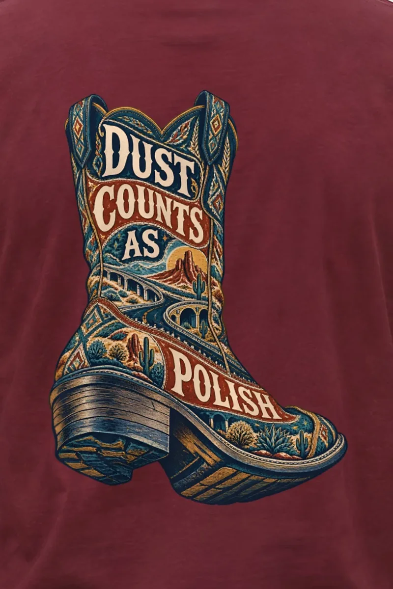 "Dust Counts as Polish" Unisex Longsleeve T-shirt - the graphic up close