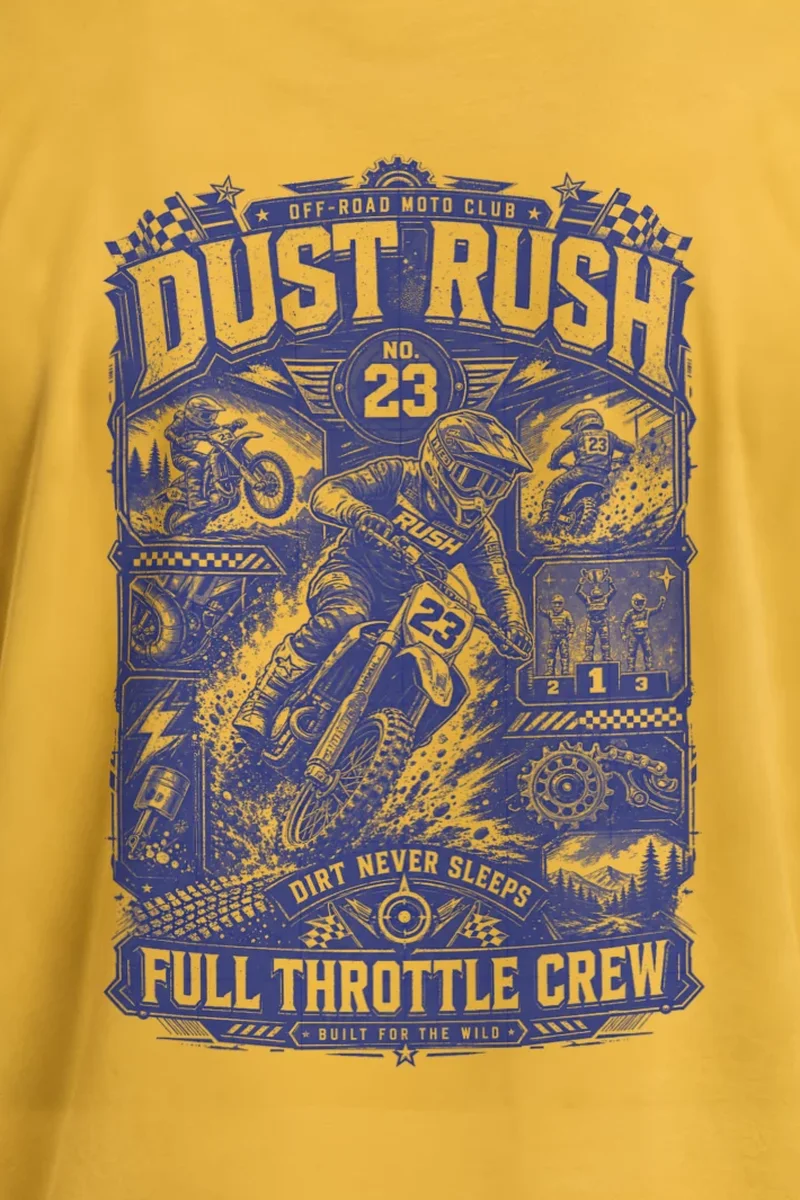 "Dust Rush Moto Club" Unisex Longsleeve T-shirt - the graphic up close
