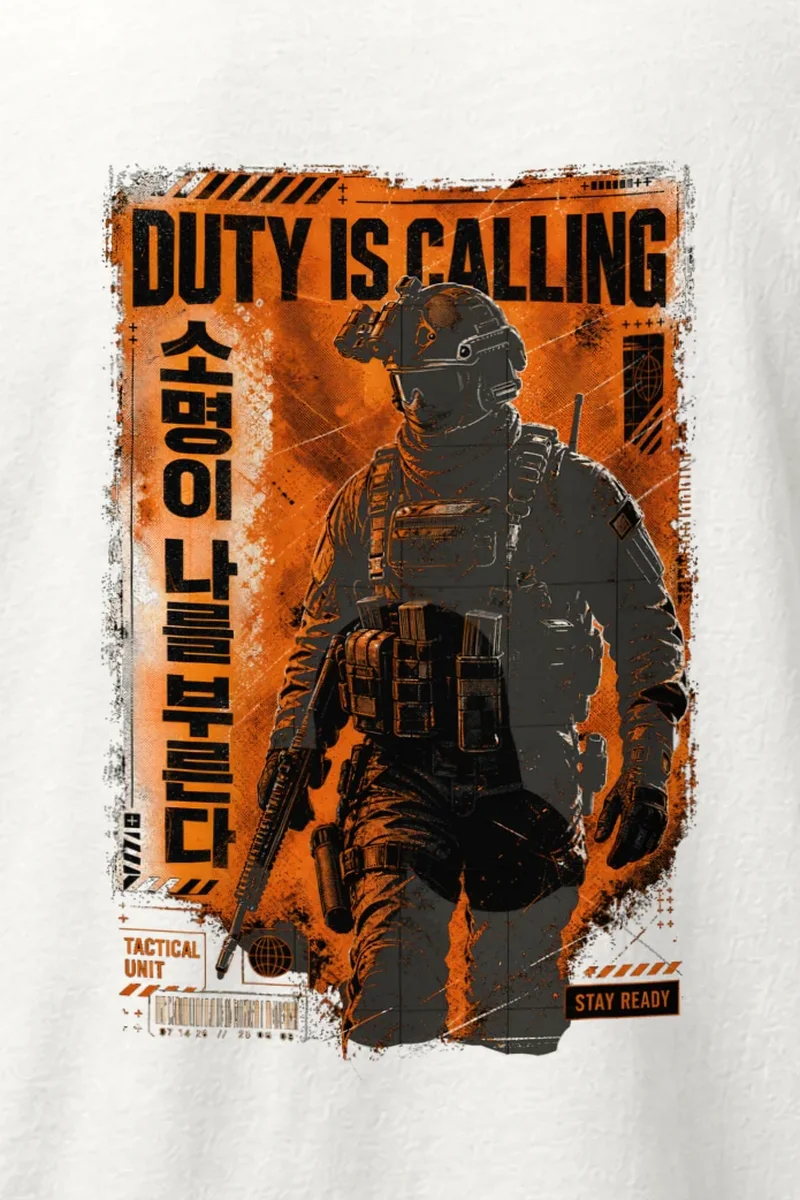 "Duty Is Calling" Heavyweight Unisex Crewneck T-shirt