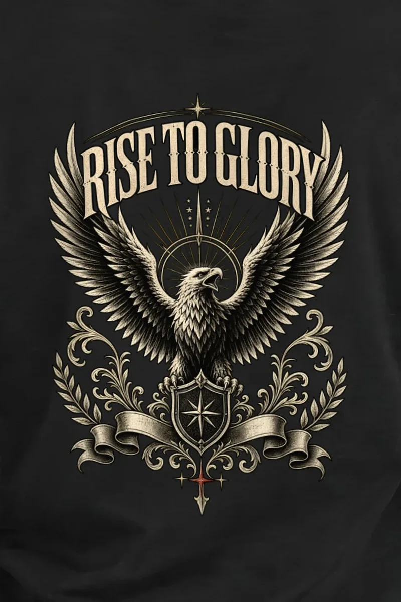 "Eagle Crest" Heavyweight Unisex Crewneck T-shirt - the graphic up close