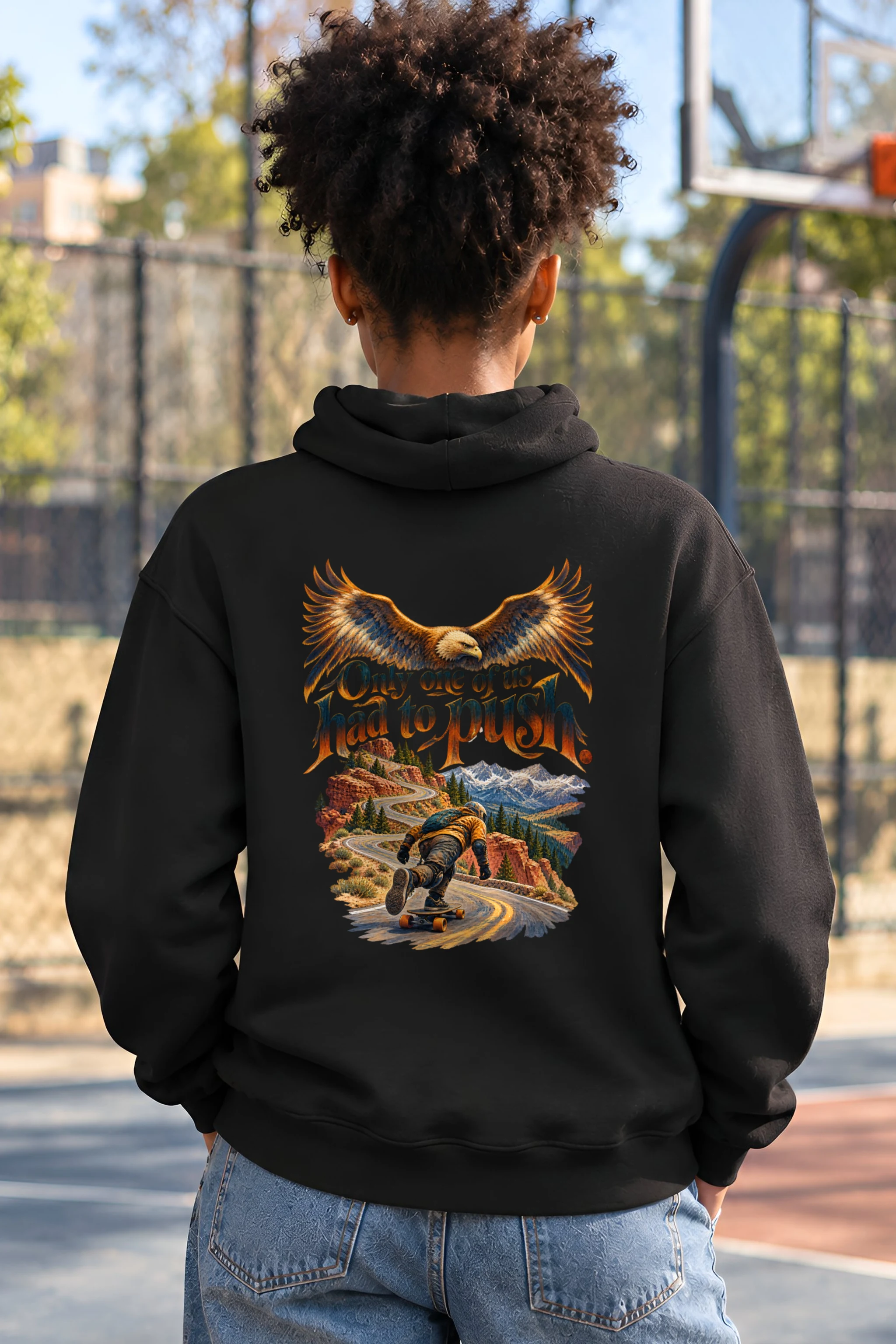 "Eagle Downhill Skateboard Hoodie" Unisex Pullover Hoodie