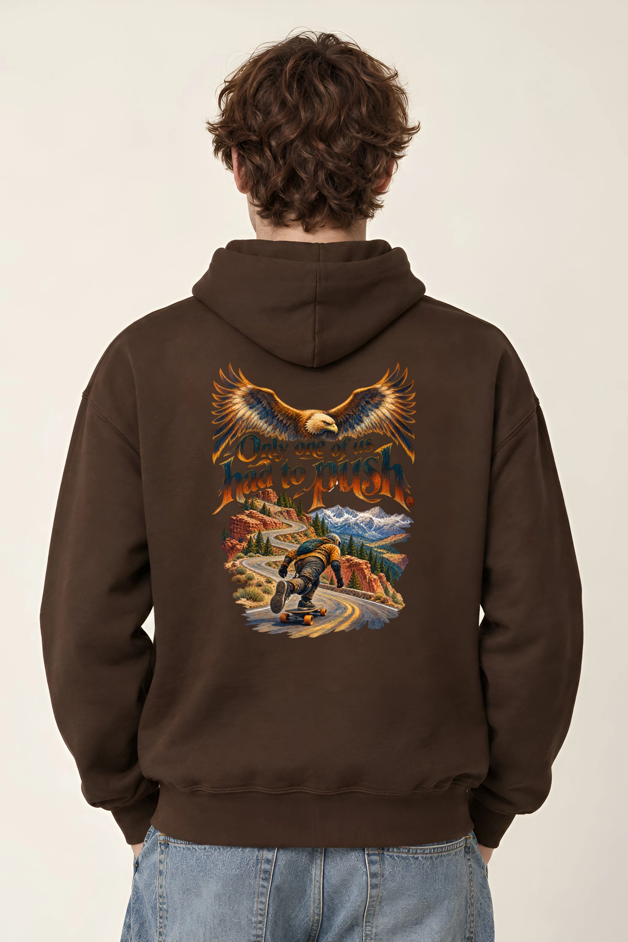 "Eagle Downhill Skateboard Hoodie" Unisex Pullover Hoodie