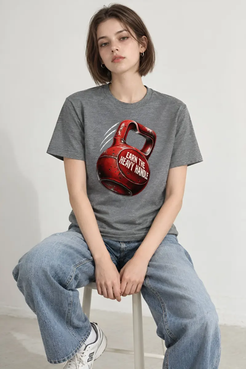 “Earn the Heavy Handle” Heavyweight Unisex Crewneck T-shirt