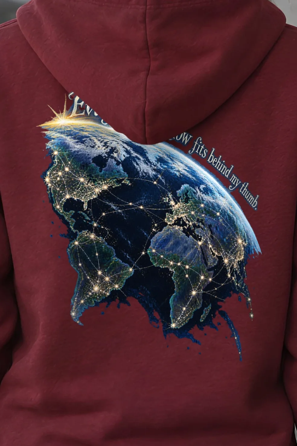 "Earth After Dark" Unisex Pullover Hoodie - the graphic up close