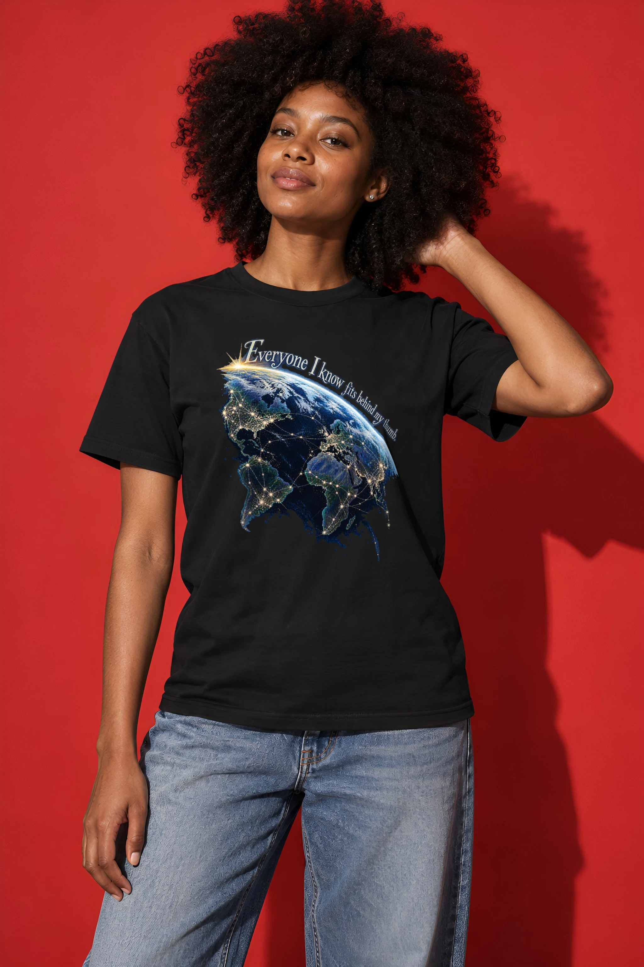 "Earth At Night" Heavyweight Unisex Crewneck T-shirt