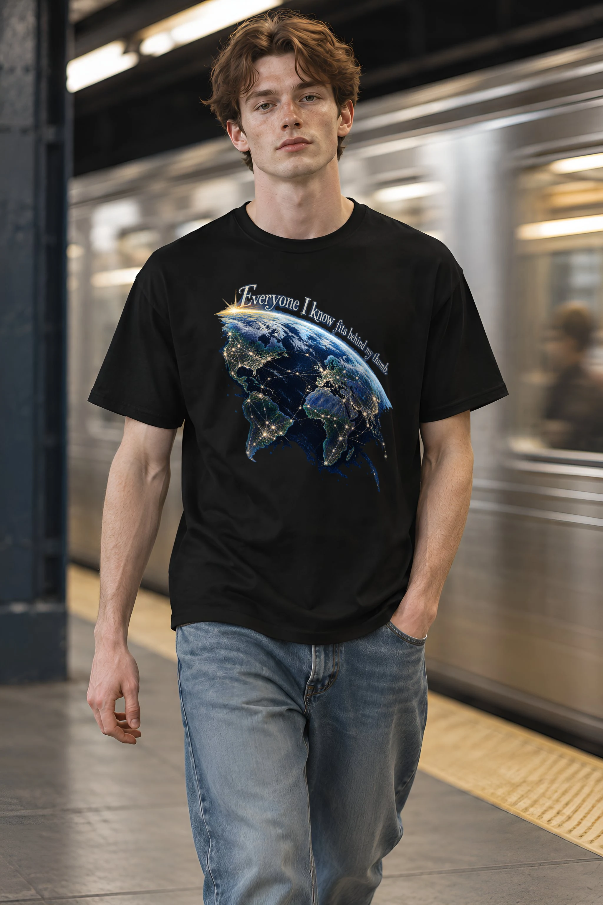 "Earth At Night" Heavyweight Unisex Crewneck T-shirt