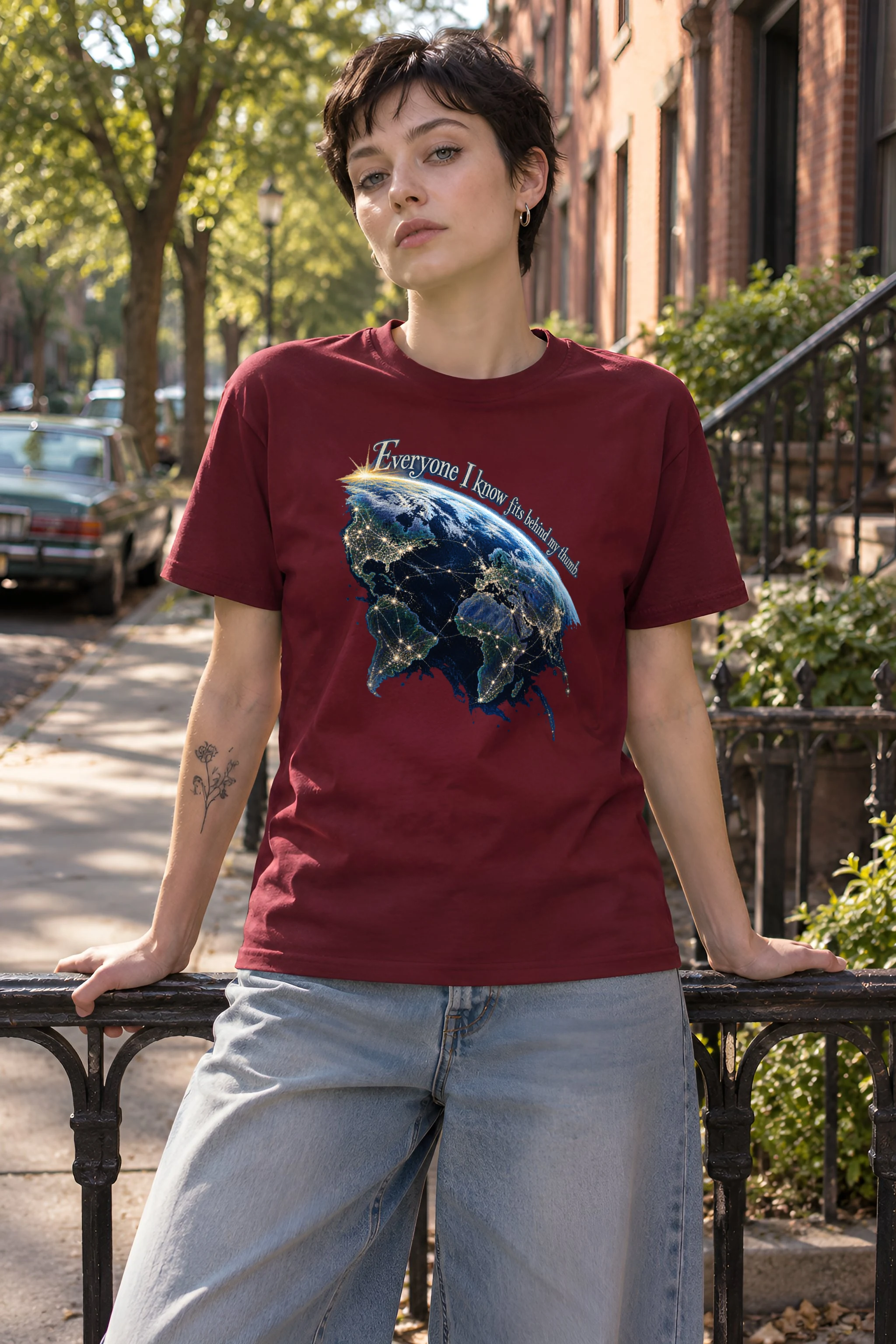 "Earth At Night" Heavyweight Unisex Crewneck T-shirt