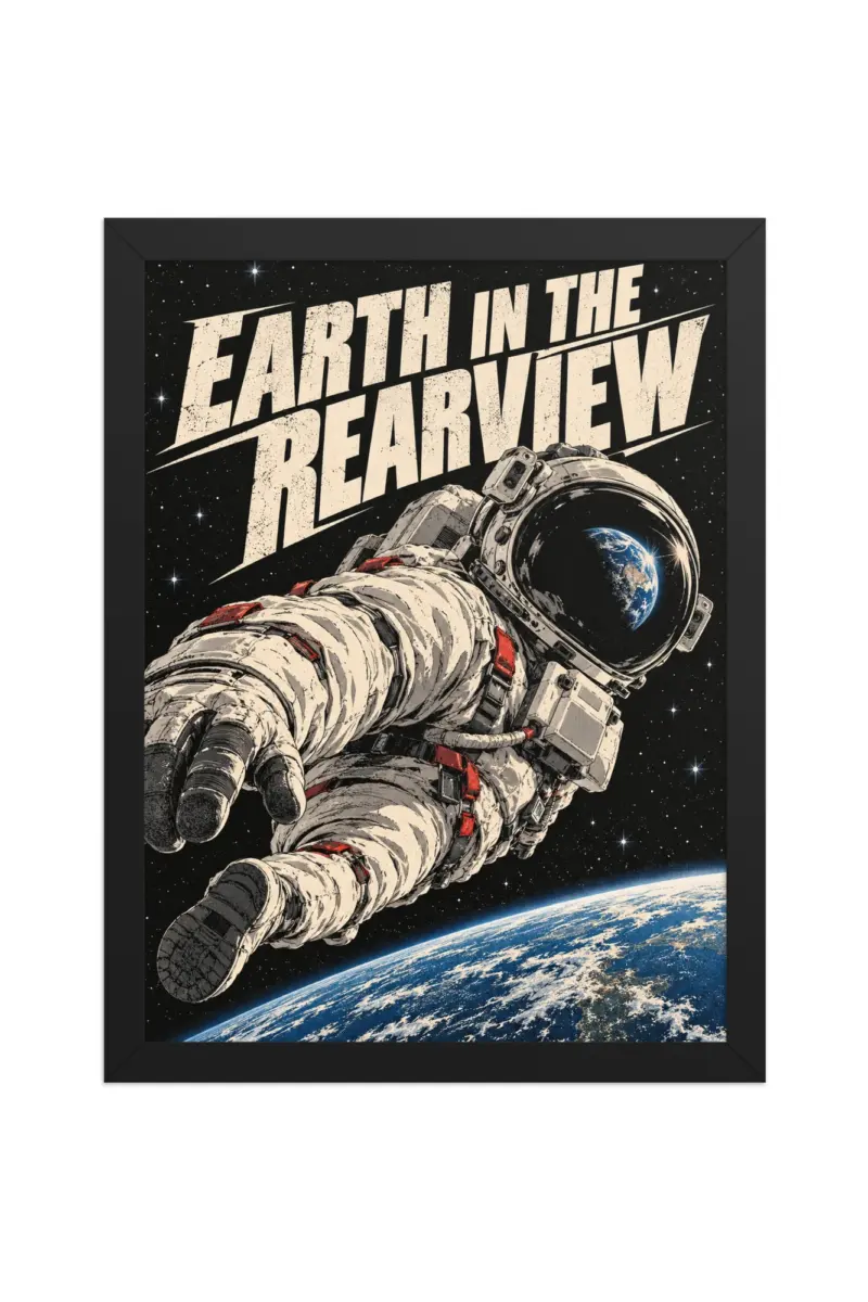 “Earth in the Rearview” Premium Wooden Framed Poster