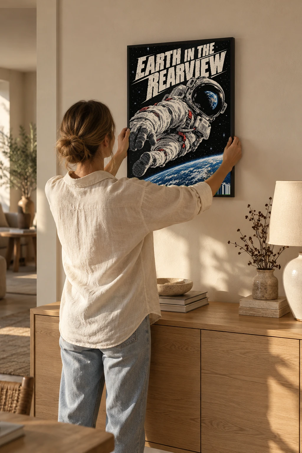 "Earth in the Rearview" Premium Wooden Framed Poster