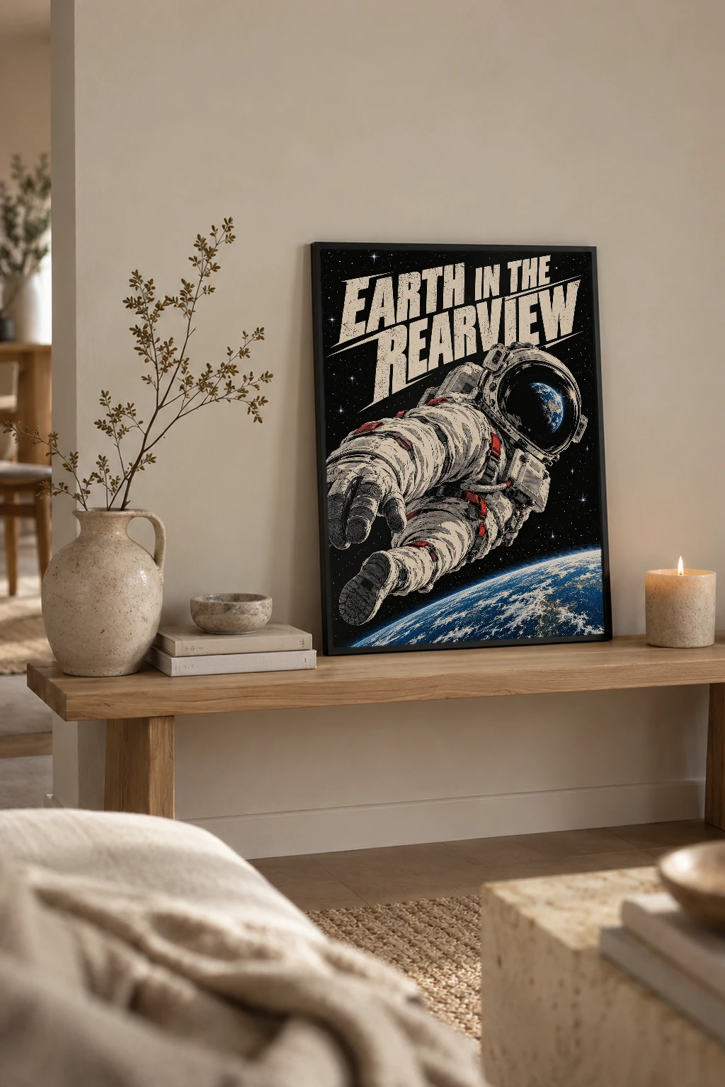 "Earth in the Rearview" Premium Wooden Framed Poster