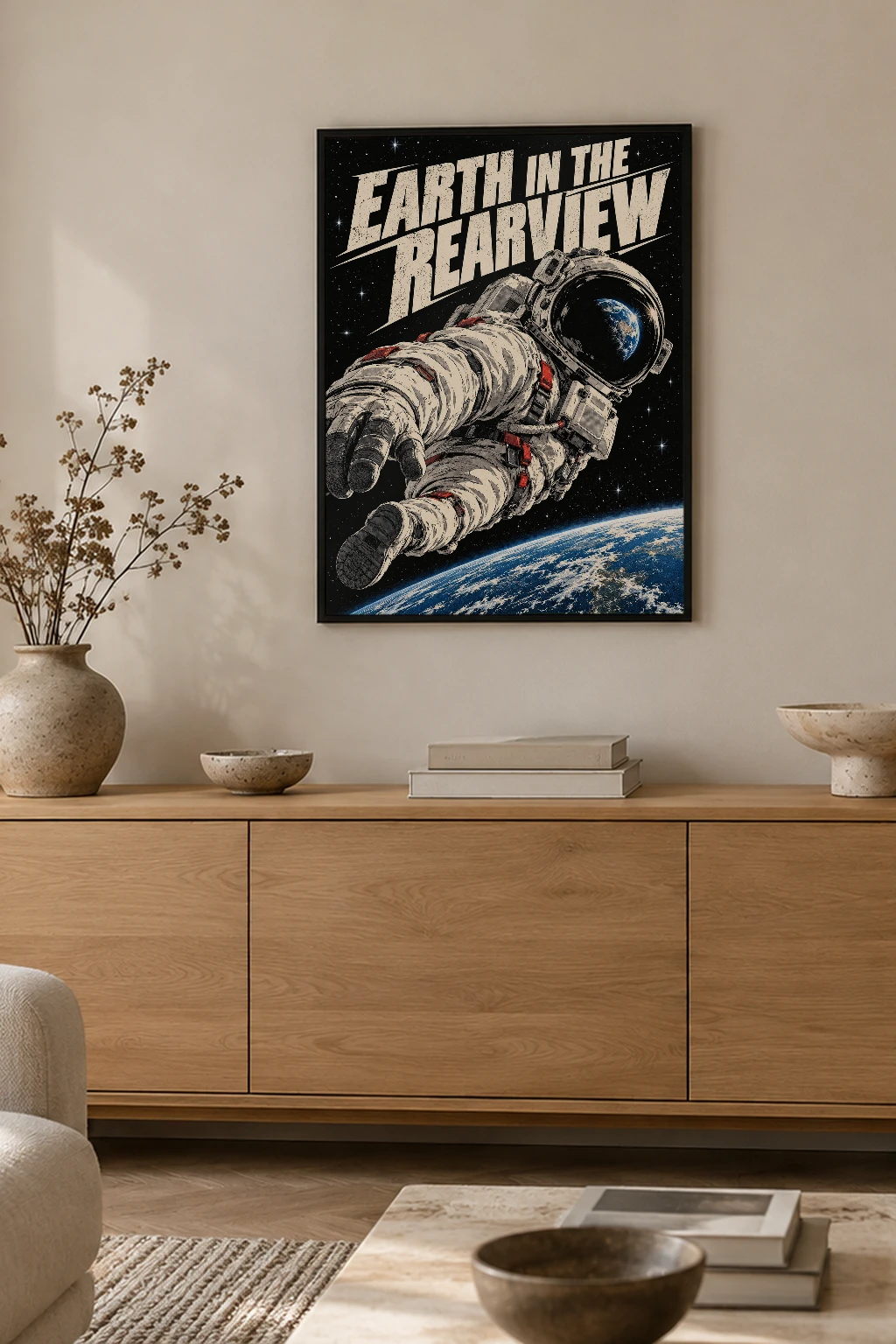 "Earth in the Rearview" Premium Wooden Framed Poster