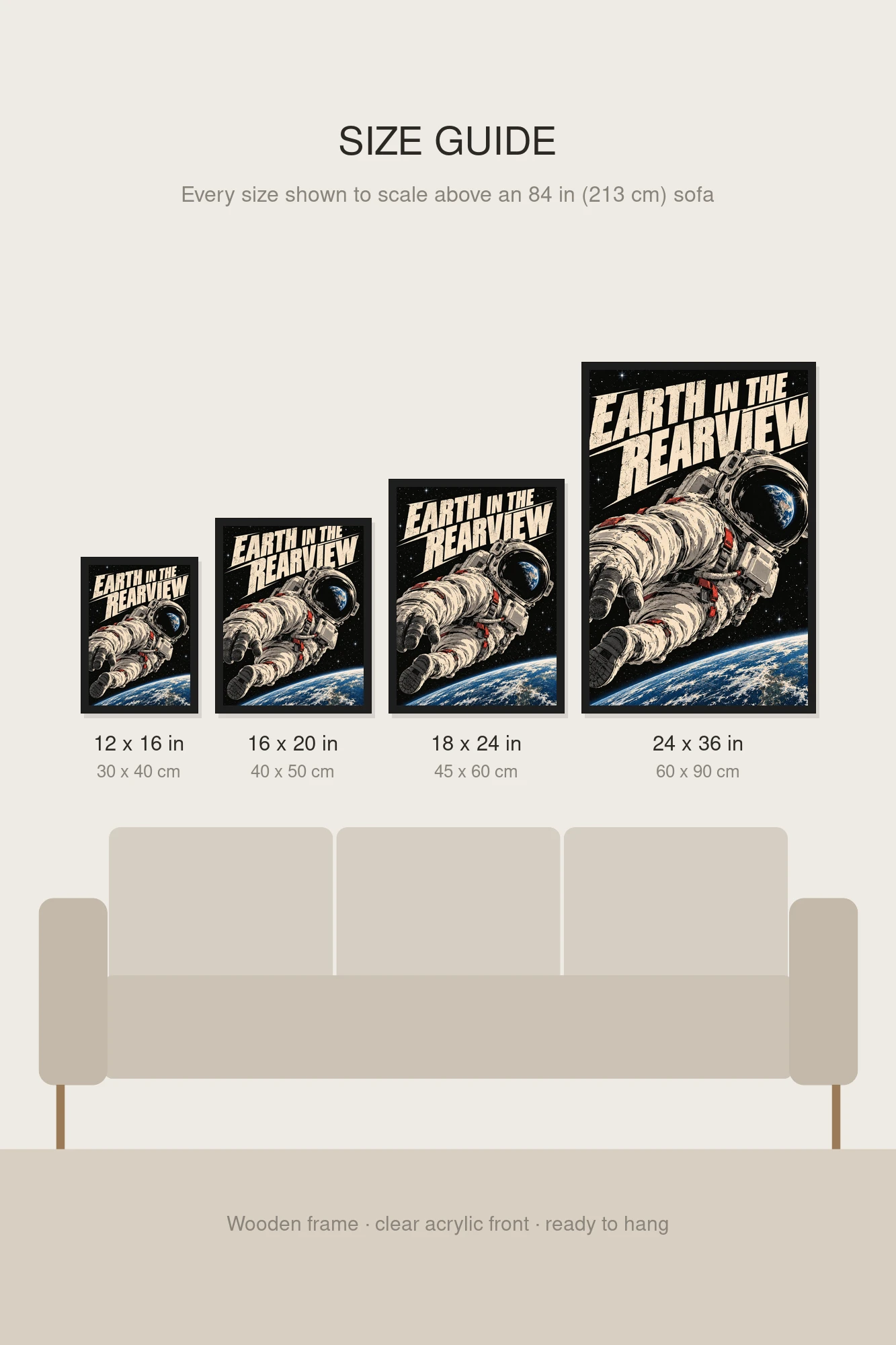 "Earth in the Rearview" Premium Wooden Framed Poster