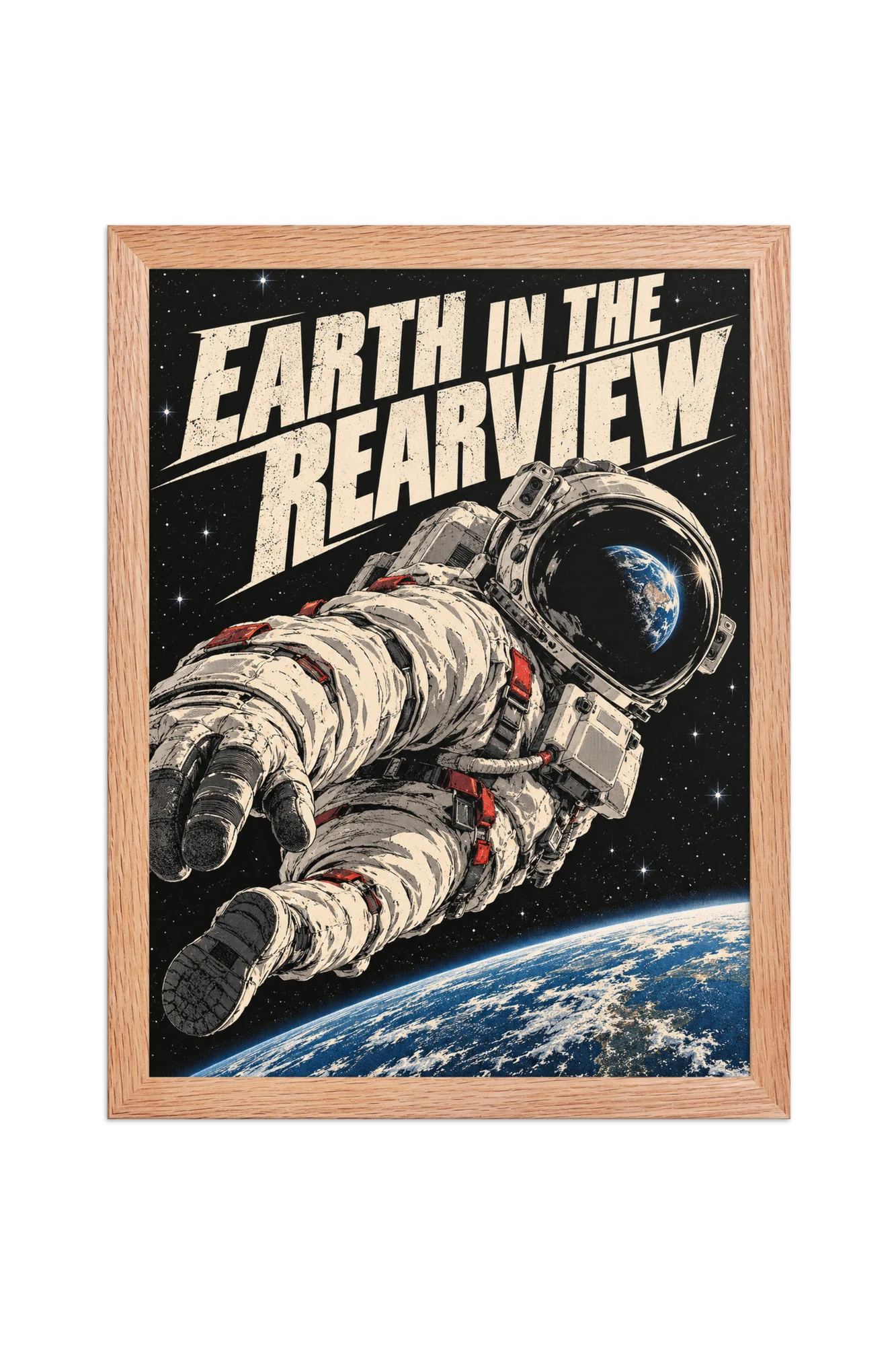 "Earth in the Rearview" Premium Wooden Framed Poster