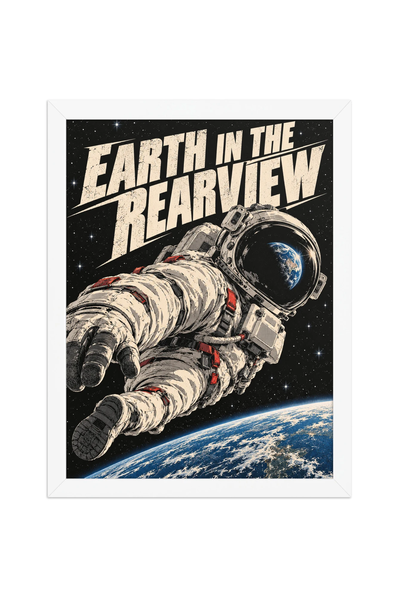"Earth in the Rearview" Premium Wooden Framed Poster