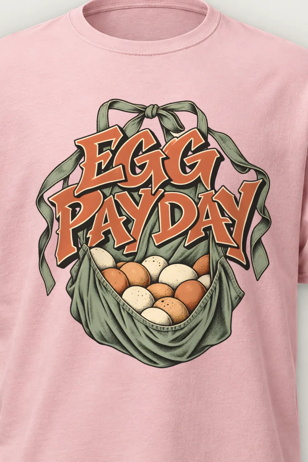 "Egg Payday" Heavyweight Unisex Crewneck T-shirt - the graphic up close