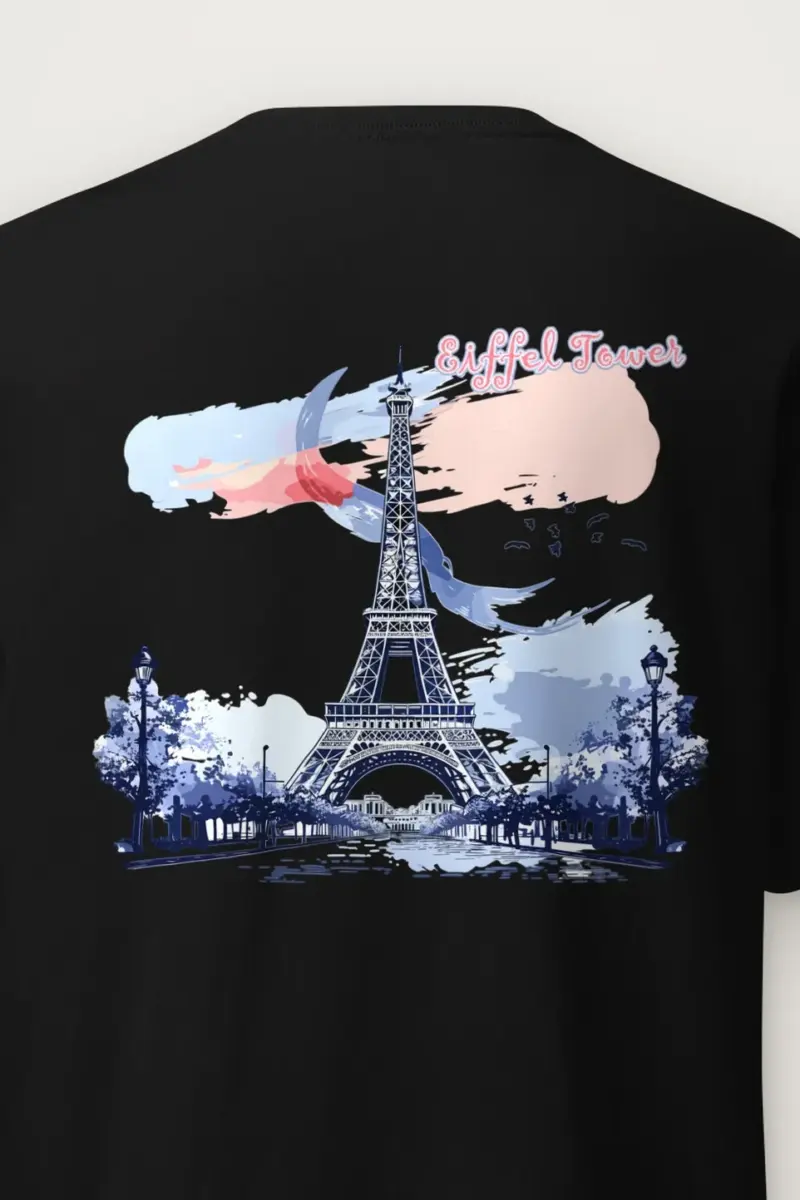 "Eiffel Tower Watercolor" Heavyweight Unisex Crewneck T-shirt