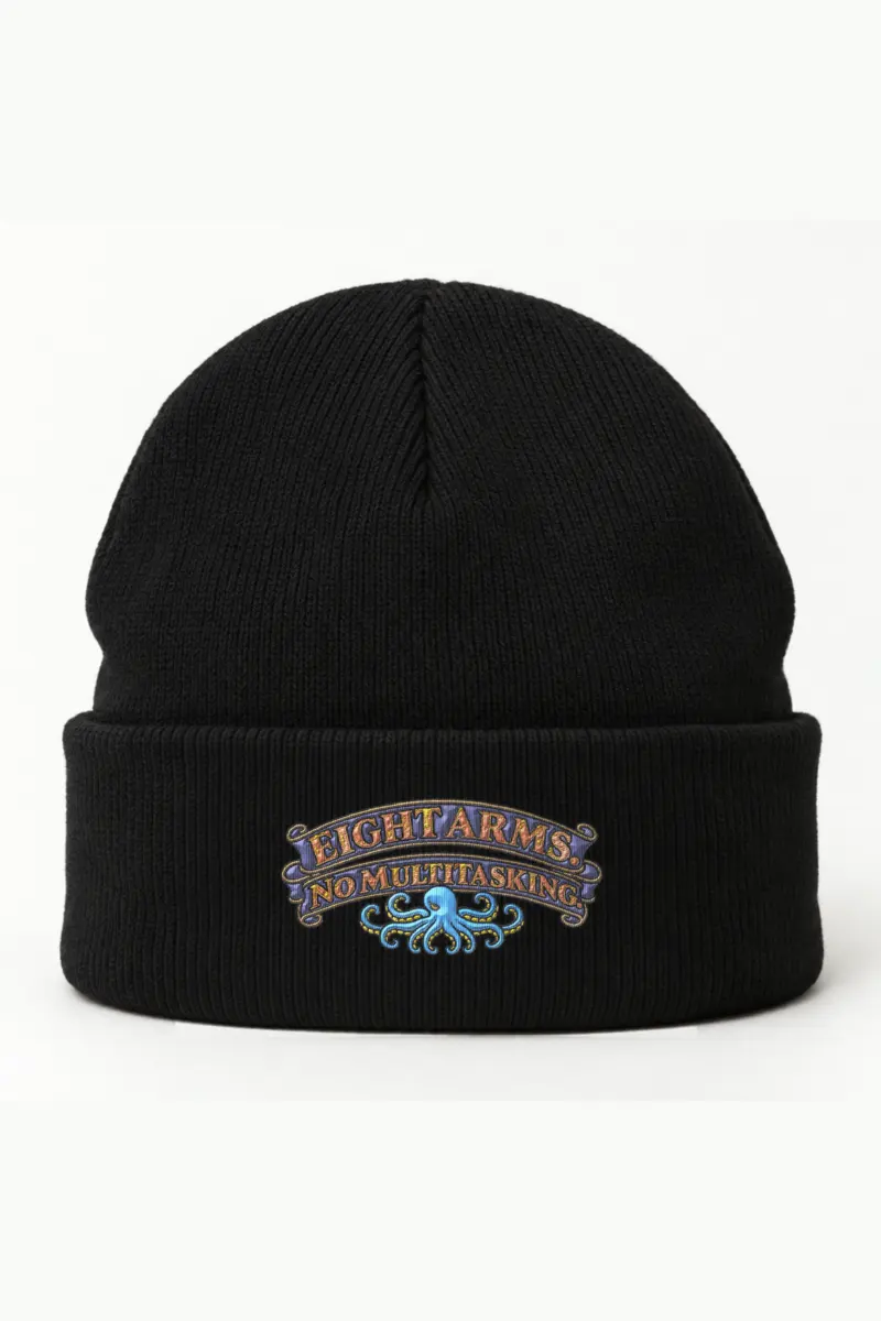 "Eight Arms No Multitasking" Cuffed Beanie · Embroidered