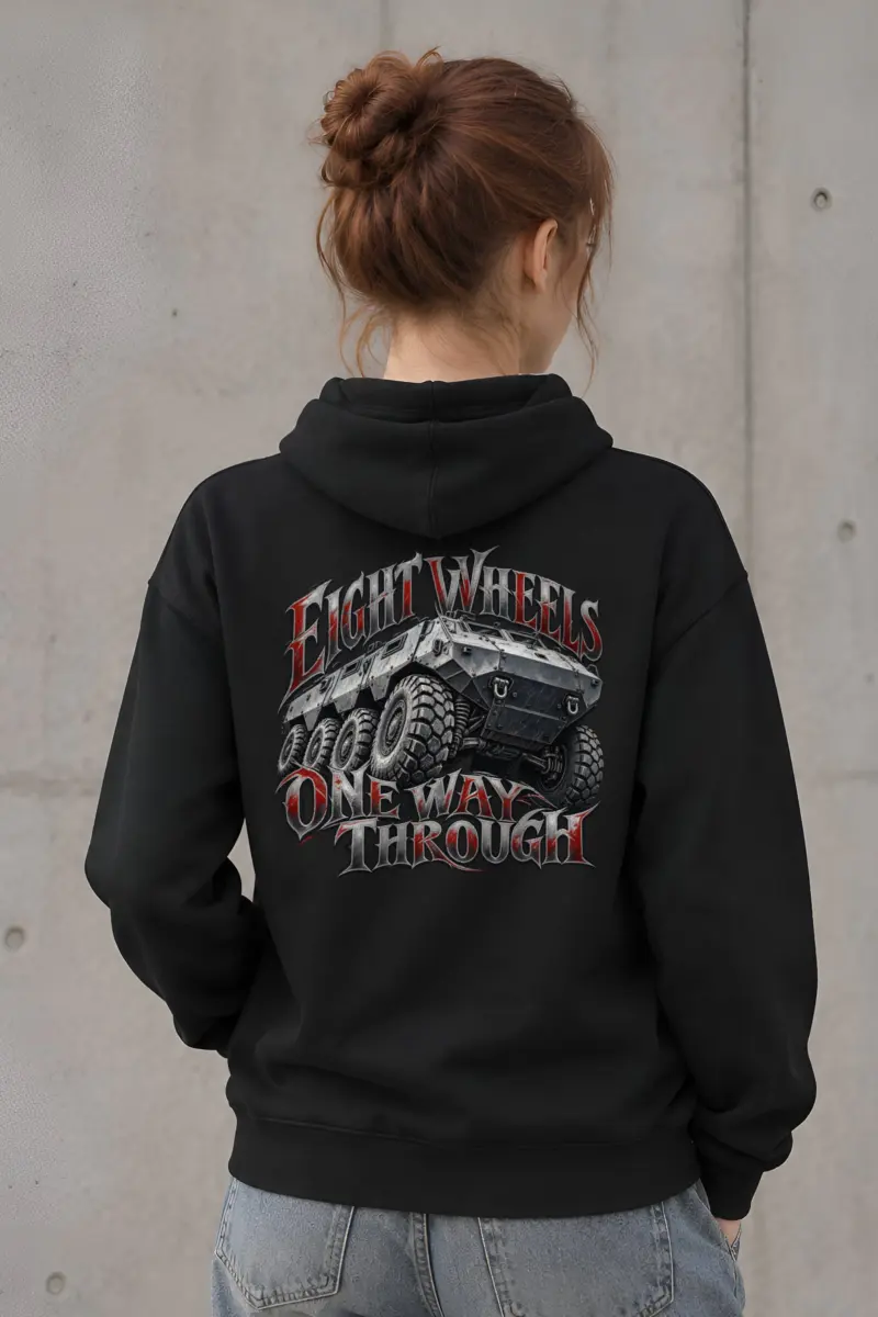 "Eight Wheels One Way Through" Heavy Blend Unisex Pullover Hoodie