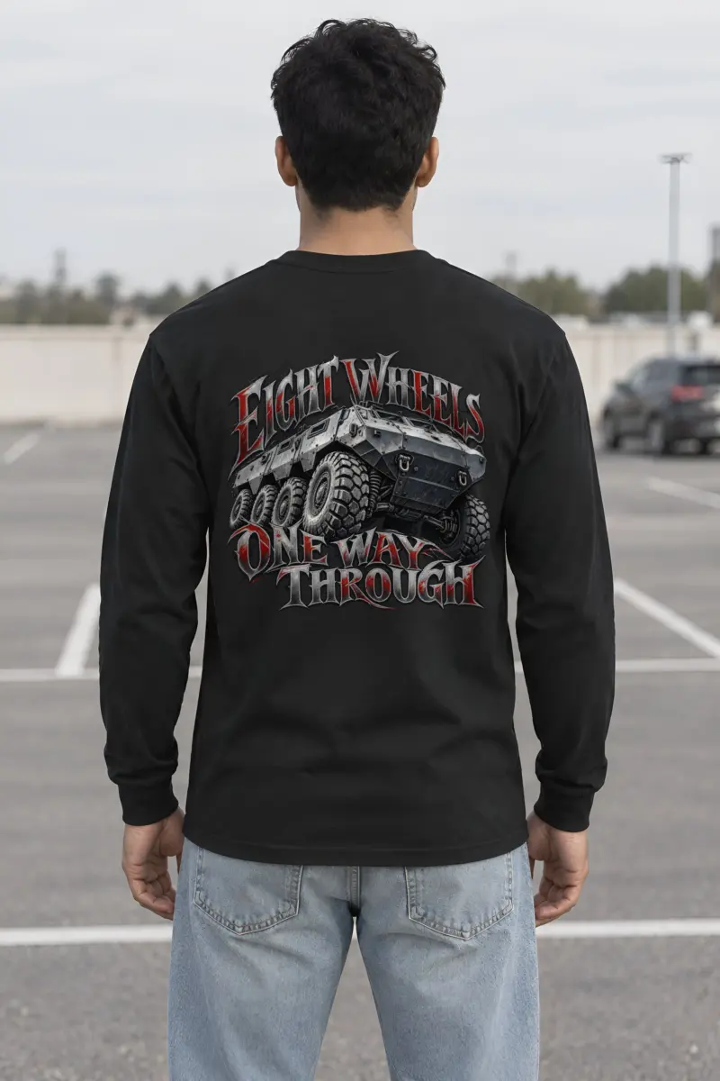 “Eight Wheels One Way Through” Unisex Longsleeve T-shirt