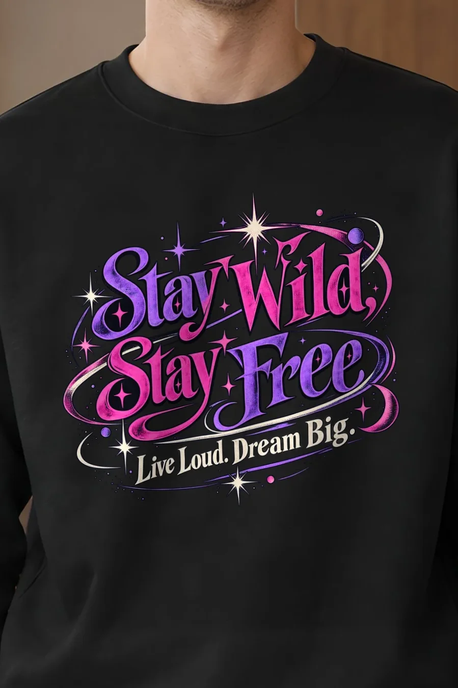 "Electric Freedom Lettering" 1 Crewneck Sweatshirt - the graphic up close