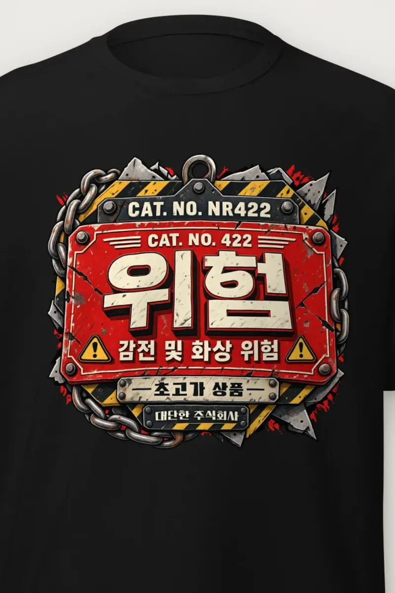 "Electrical Burn Risk" Heavyweight Unisex Crewneck T-shirt - the graphic up close