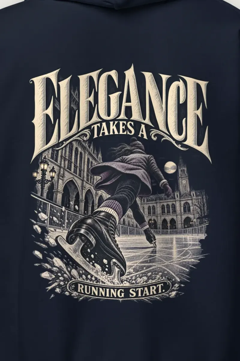 "Elegance Takes a Running Start" Heavy Blend Unisex Pullover Hoodie - the graphic up close