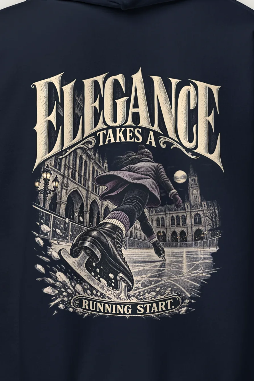 "Elegance Takes a Running Start" Heavy Blend Unisex Pullover Hoodie - the graphic up close