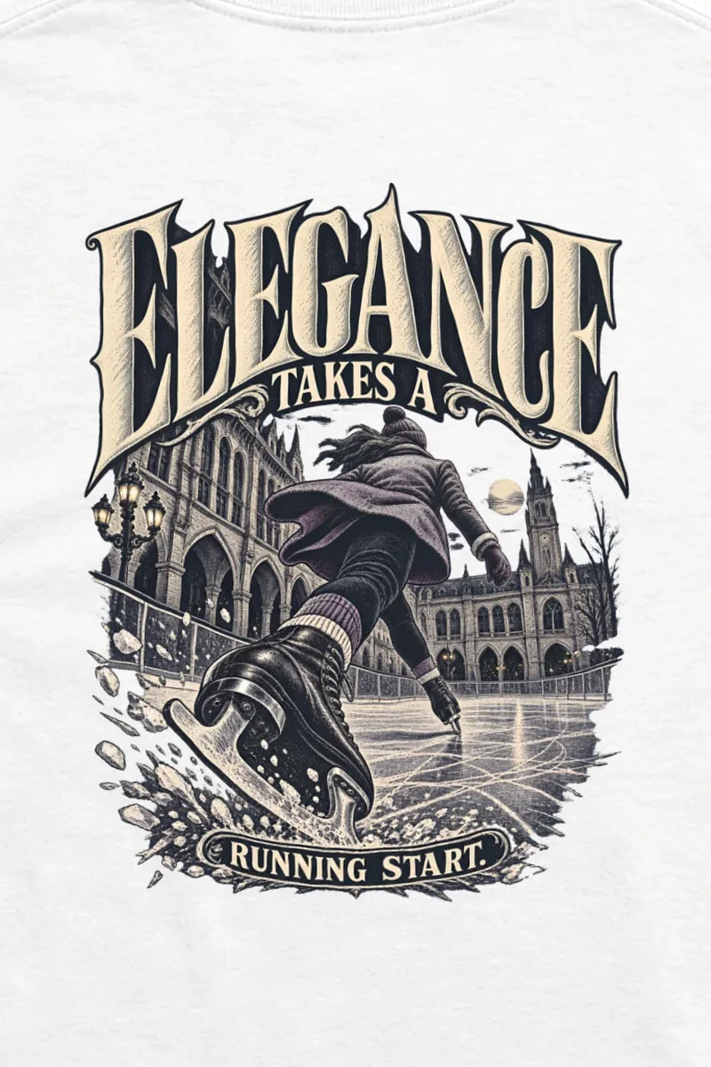 "Elegance Takes a Running Start" Unisex Longsleeve T-shirt - the graphic up close
