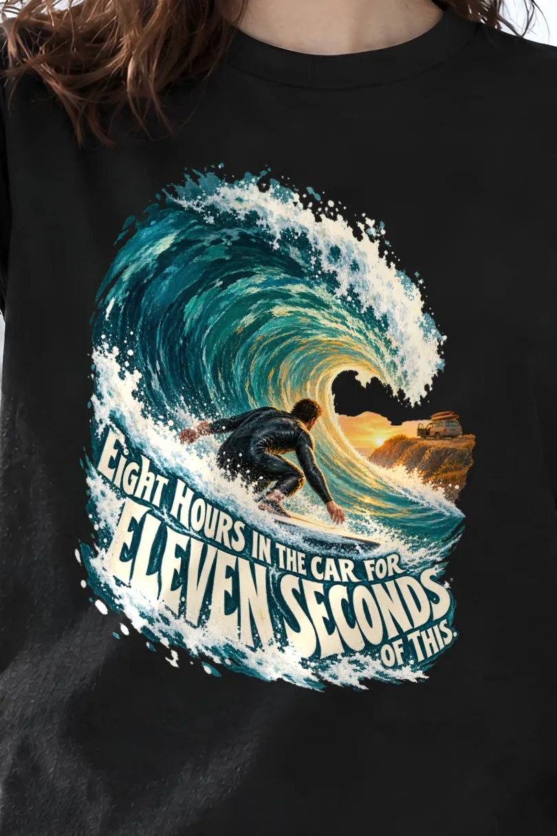 "Eleven Seconds Of This" Heavyweight Unisex Crewneck T-shirt - the graphic up close