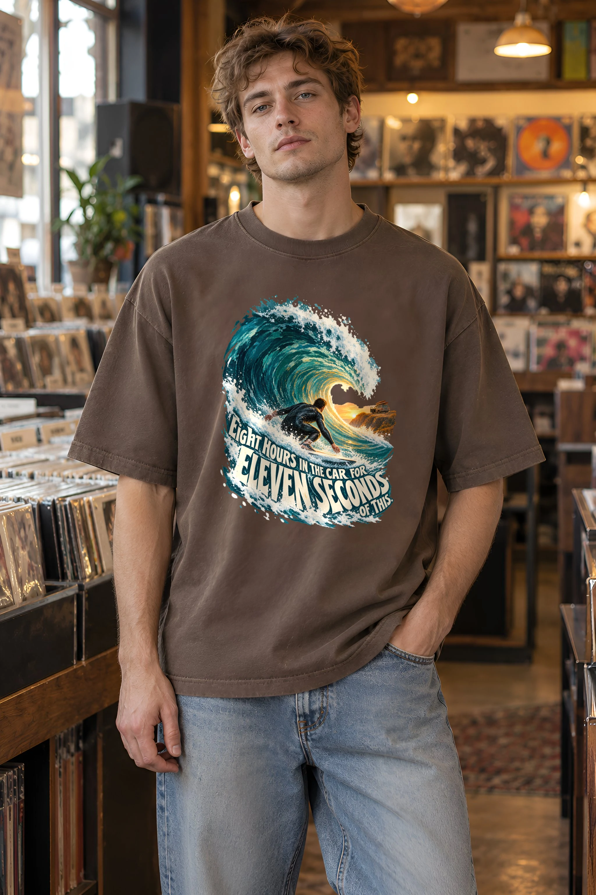 "Eleven Seconds Of This" Unisex Oversized Heavyweight Crewneck T-Shirt