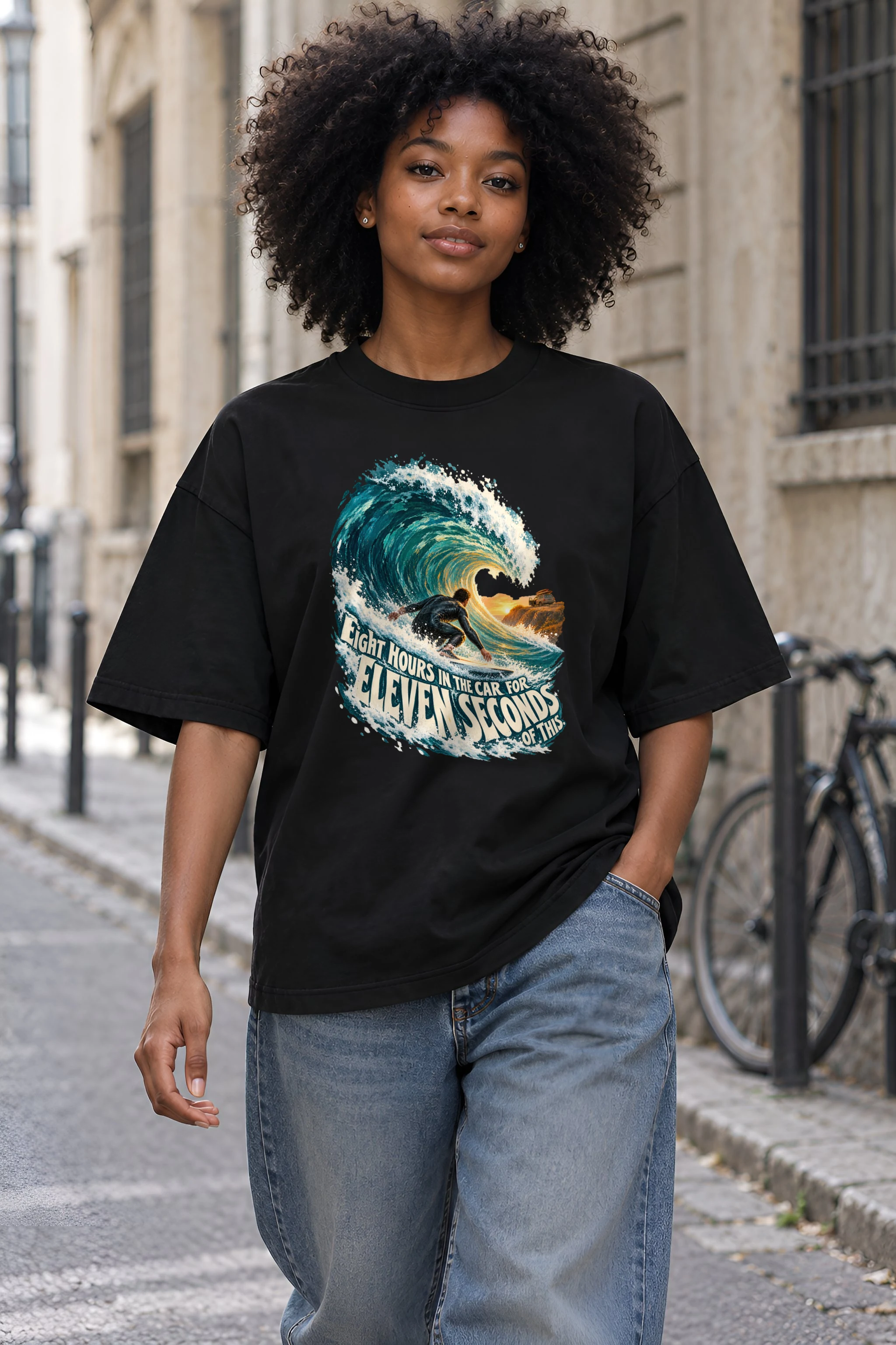"Eleven Seconds Of This" Unisex Oversized Heavyweight Crewneck T-Shirt