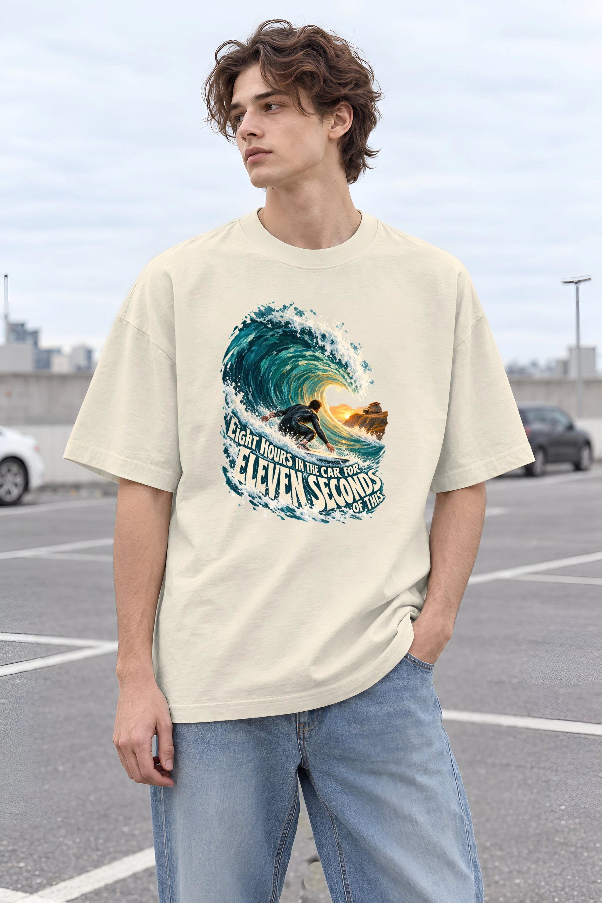 "Eleven Seconds Of This" Unisex Oversized Heavyweight Crewneck T-Shirt