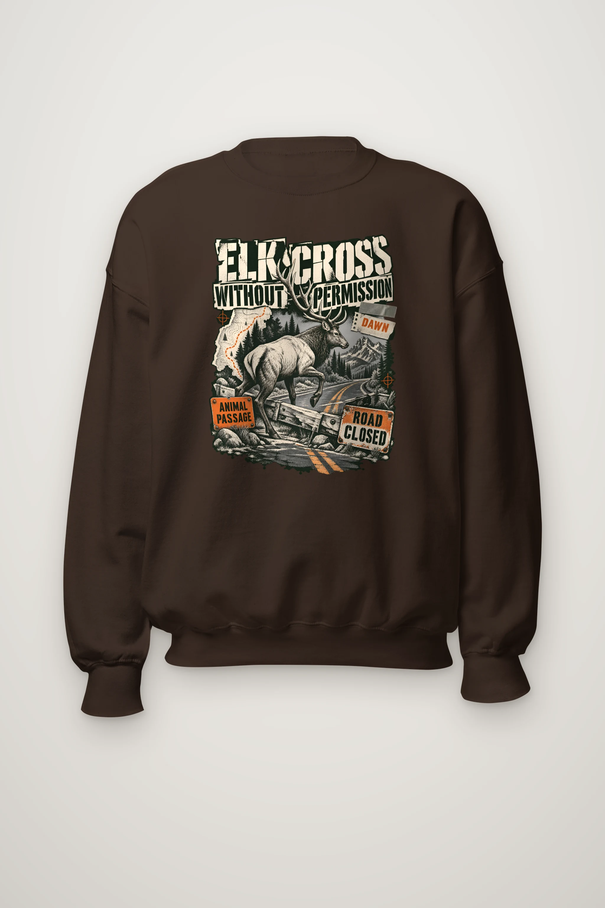 "Elk Cross Without Permission" Heavy Blend Unisex Crewneck Sweatshirt