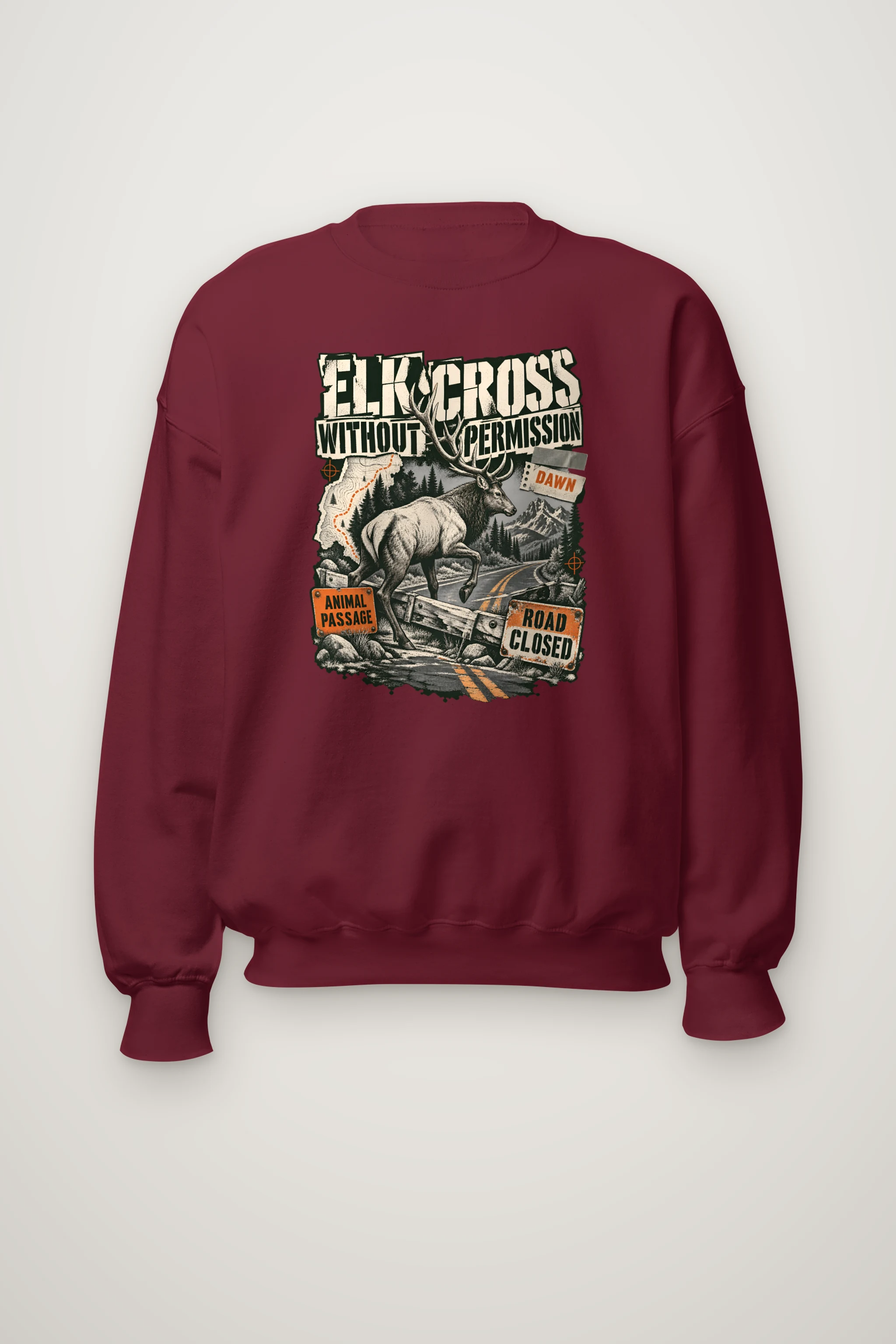 "Elk Cross Without Permission" Heavy Blend Unisex Crewneck Sweatshirt