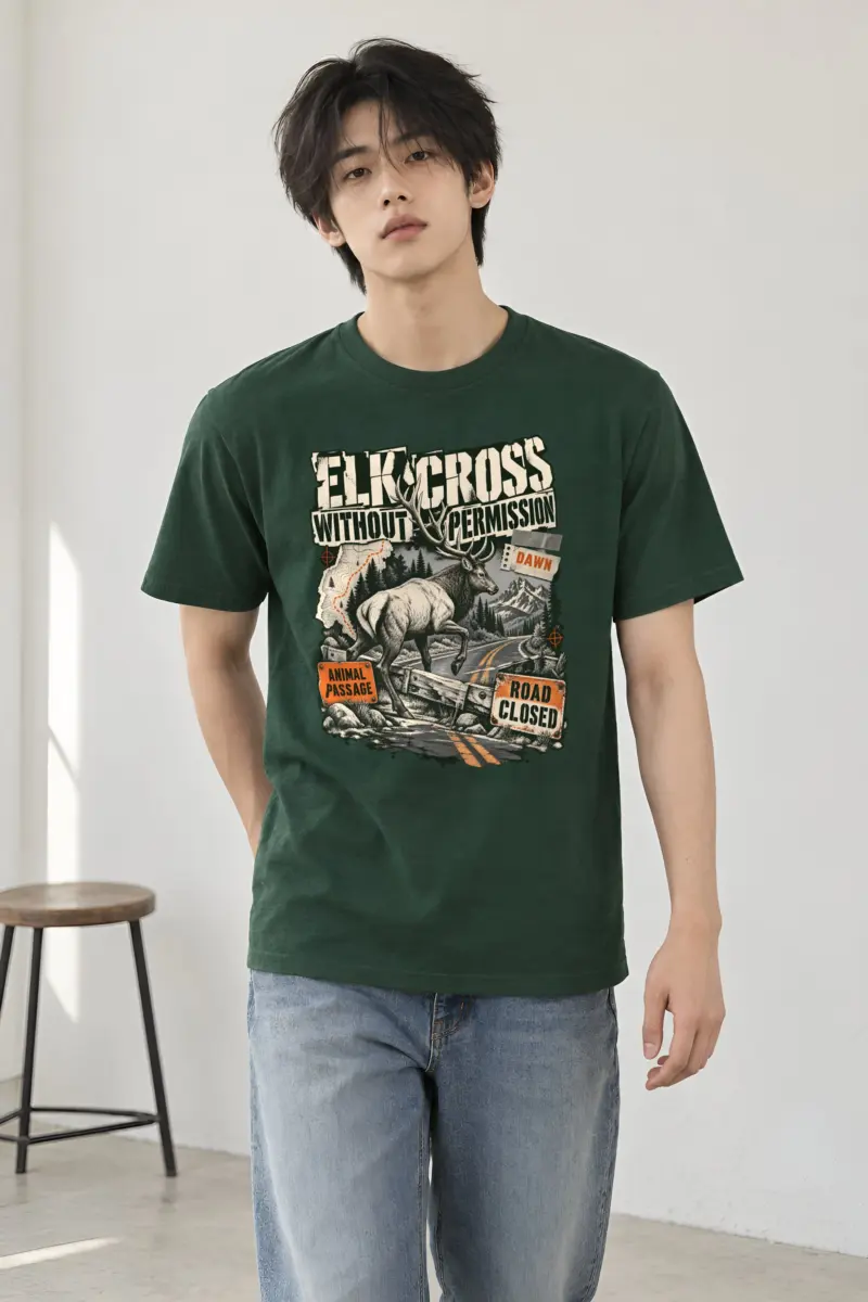 "Elk Cross Without Permission" Heavyweight Unisex Crewneck T-shirt