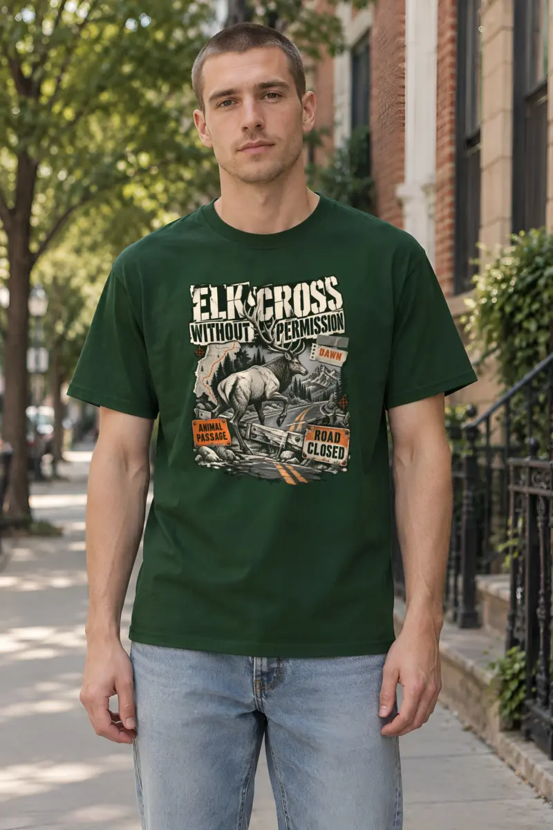"Elk Cross Without Permission" Heavyweight Unisex Crewneck T-shirt